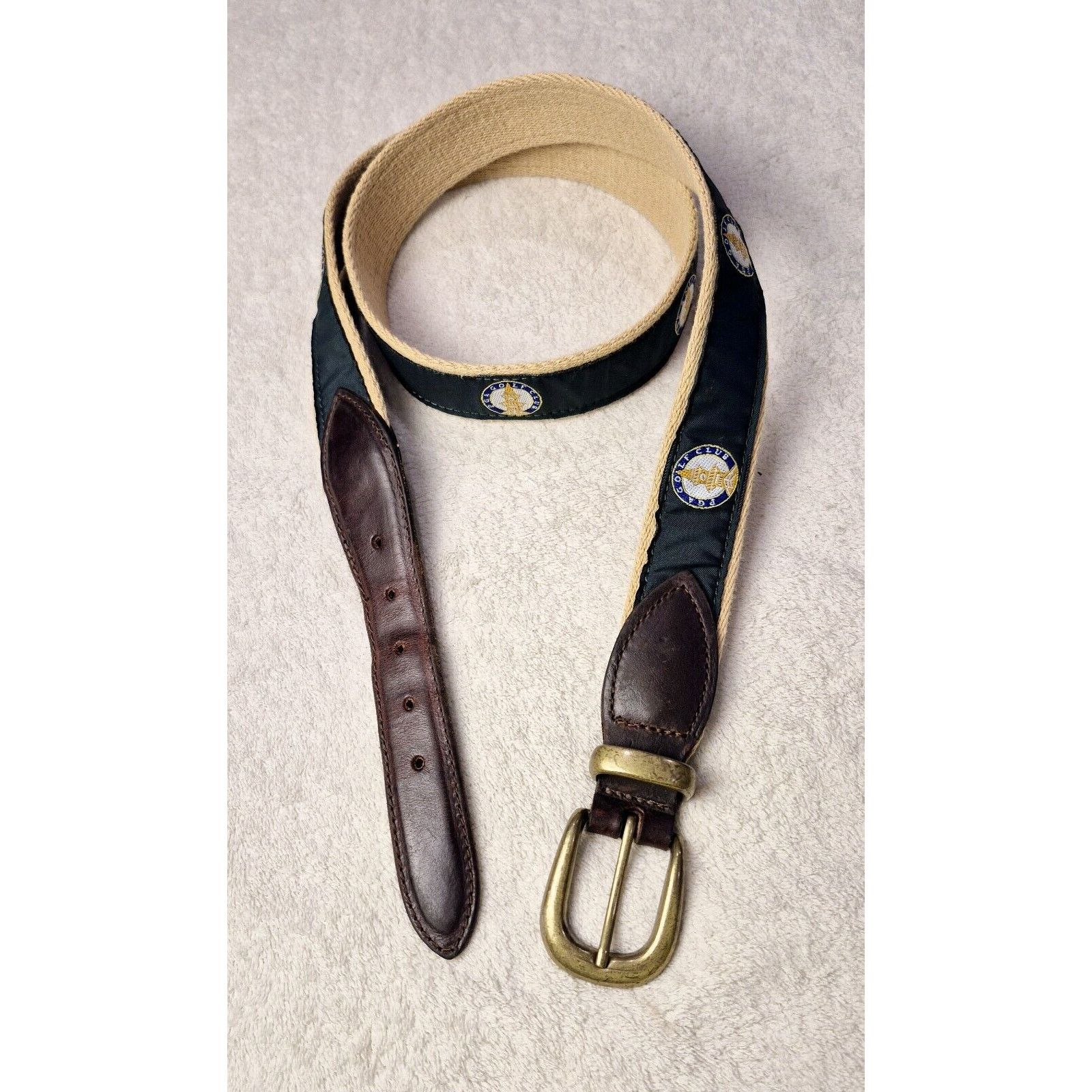 &Daughter YRI PGA Golf Embroidered Canvas & Leathe Belt Size 38/95 Size 38 - 6 Thumbnail