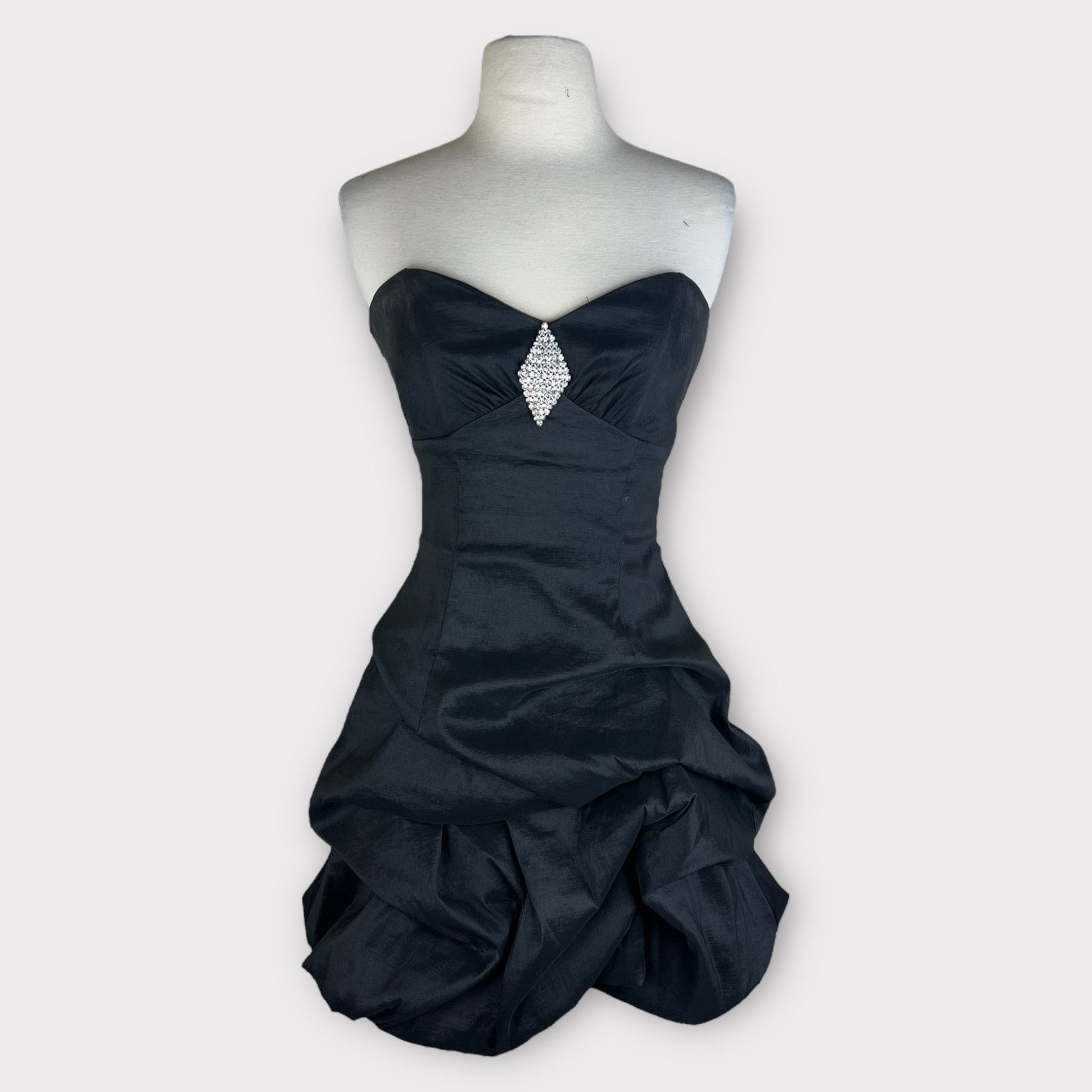 Vintage Jessica McClintock | Y2K Strapless Rhinestone Bubble Dress Size XS / US 0-2 / IT 36-38 - 1 Thumbnail