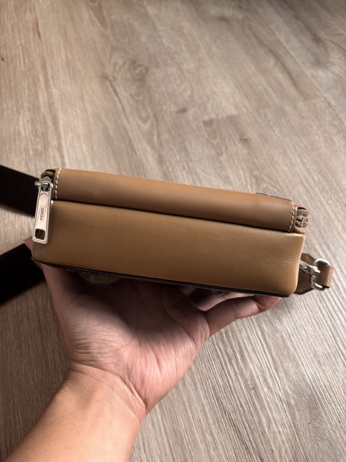 Fendi Fendi Mini FF Logo Crossbody Bag – Brown Leather & Canvas Size ONE SIZE - 3 Thumbnail
