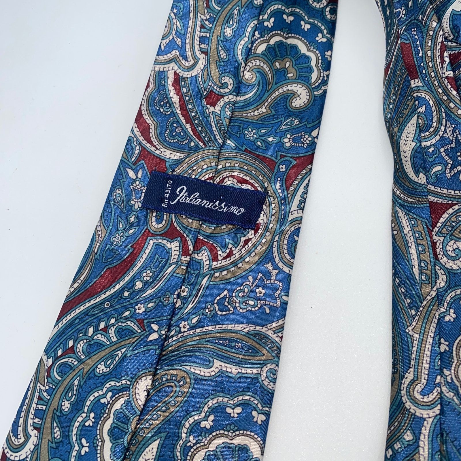 Other Italianissimo Red Blue White Paisley Polyester Neck Tie 59" Size ONE SIZE - 4 Thumbnail