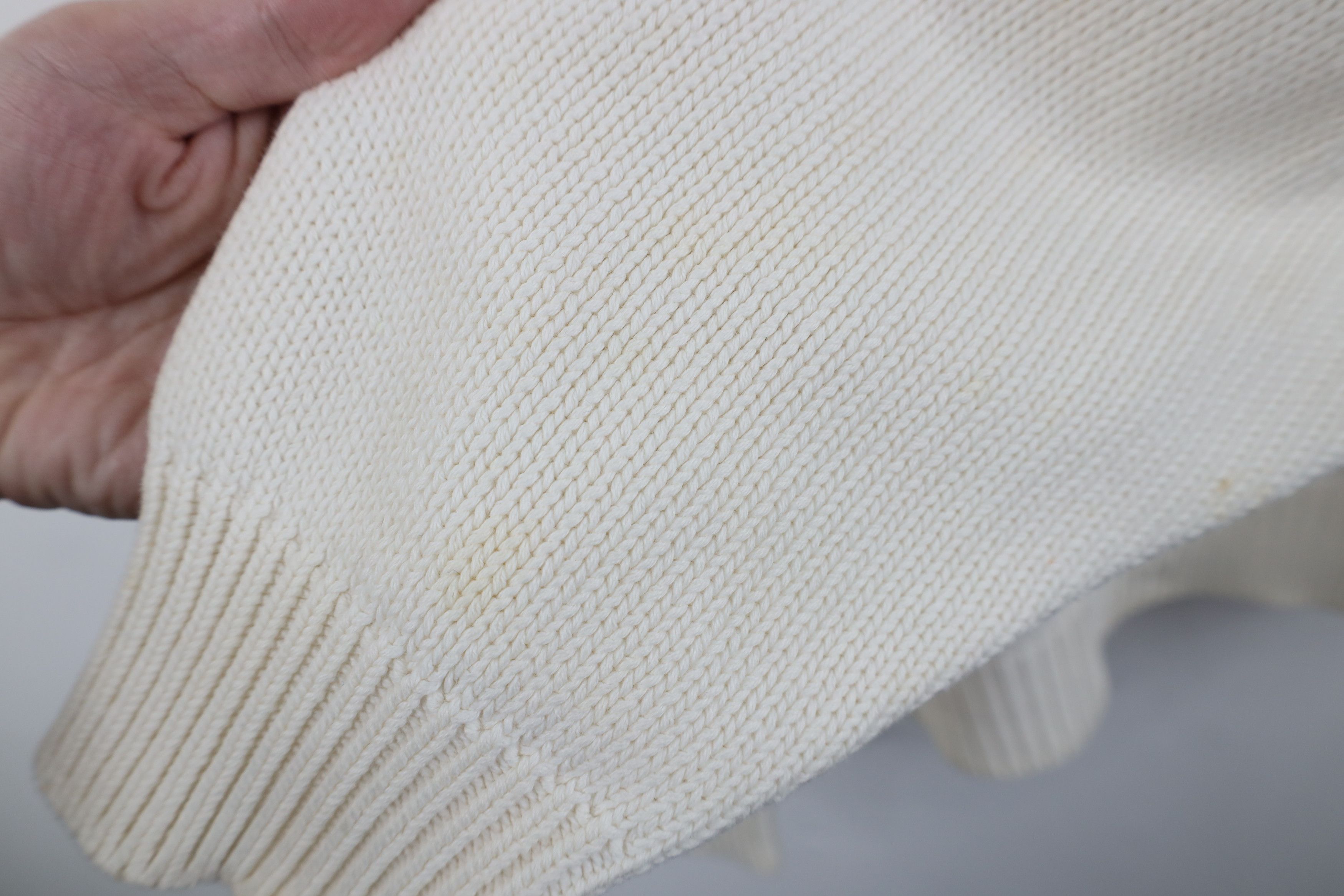 Vintage Vintage 90s Streetwear Cotton Knit Crewneck Sweater Cream Size US XL / EU 56 / 4 - 7 Thumbnail
