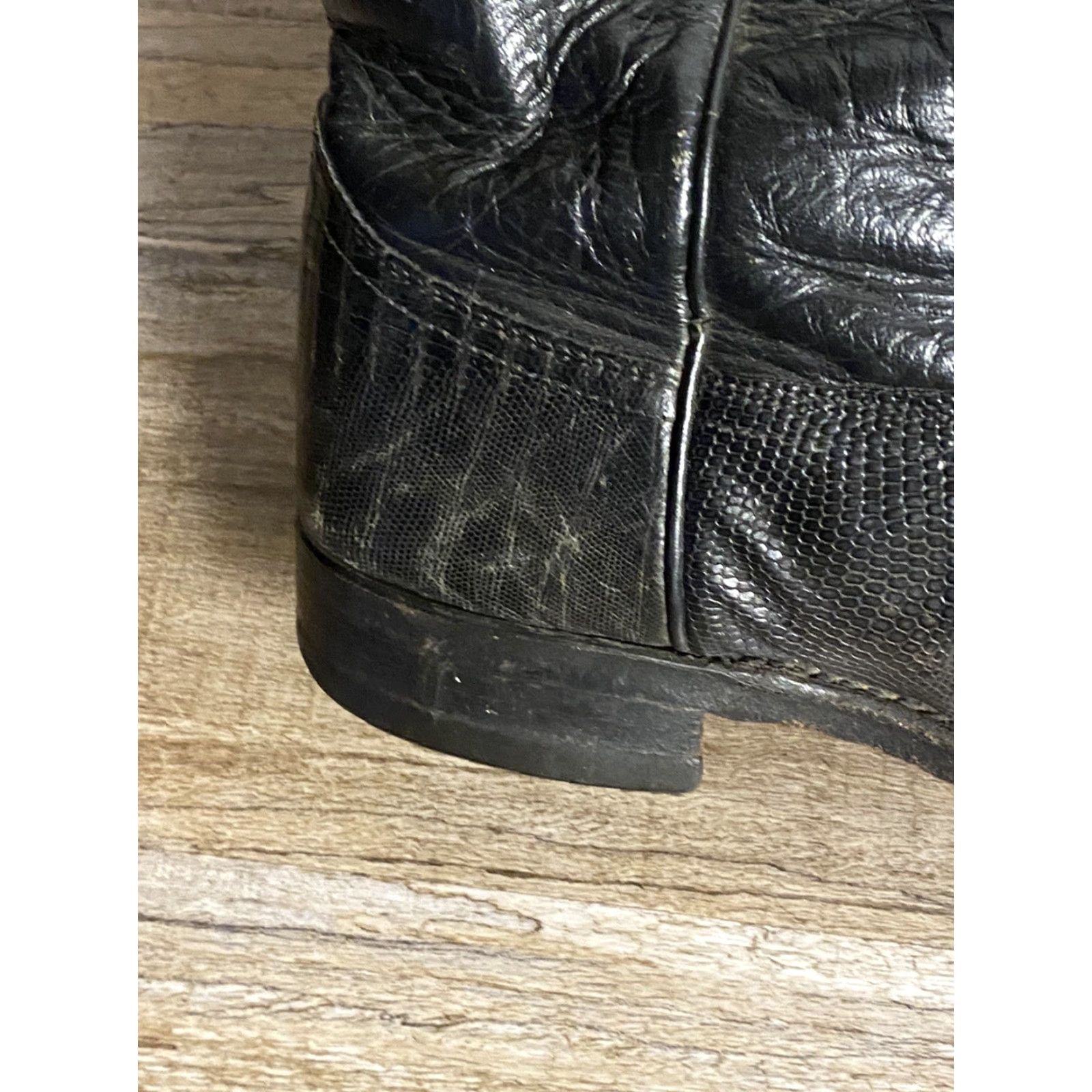 Justin Boots Justin Boots Western Cowboy Boots Womens 6B Black Leather Lizard USA Made 3733 Size US 6 / IT 36 - 4 Thumbnail