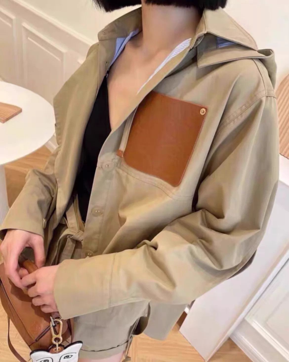 Loewe Loewe leather logo panel oversized layered hooded coat 36 Size XS / US 0-2 / IT 36-38 - 2 Thumbnail