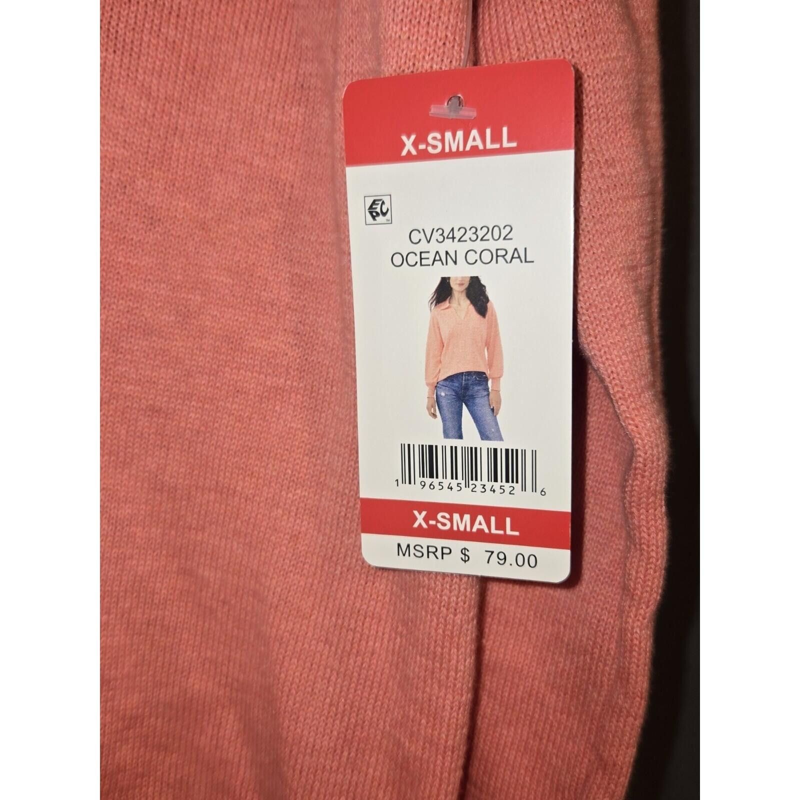 Vince Camuto Vince Camuto Womens Ocean Coral Polo V-Neck Knit Sweater Size XS / US 0-2 / IT 36-38 - 4 Thumbnail