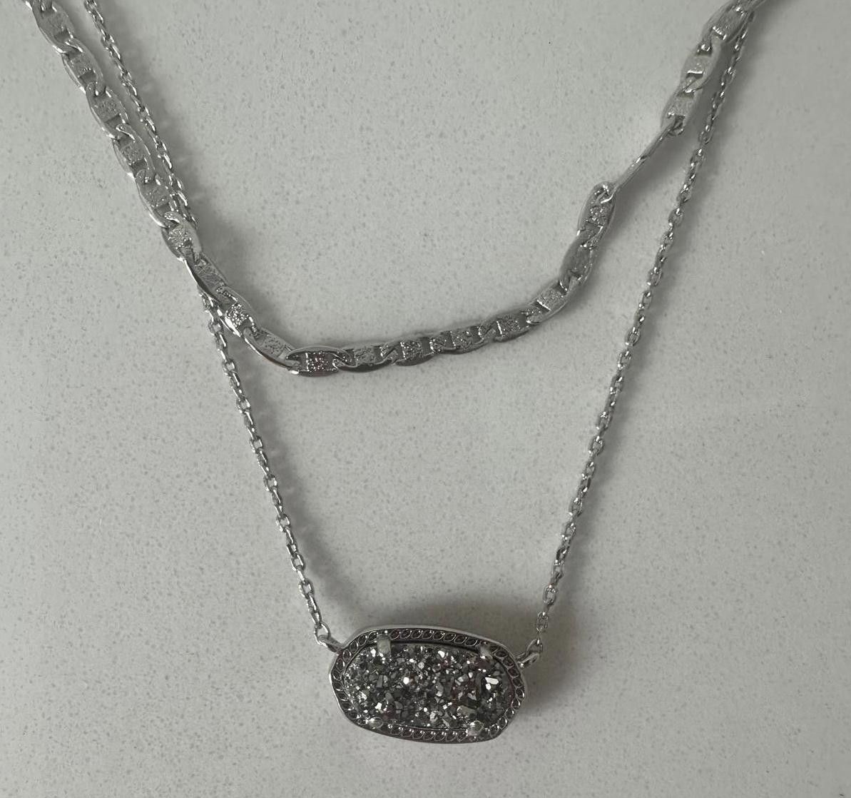 Kendra Scott Kendra Scott Elisa Multi Strand Necklace Platinum Drusy Size ONE SIZE - 4 Thumbnail