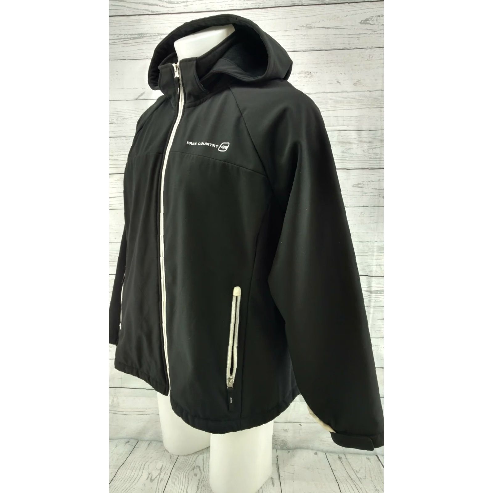 Free Country Free Country Solid Black Zip Up Hooded Jacket For Size 2XL Mens Jacket Size US XXL / EU 58 / 5 - 3 Thumbnail