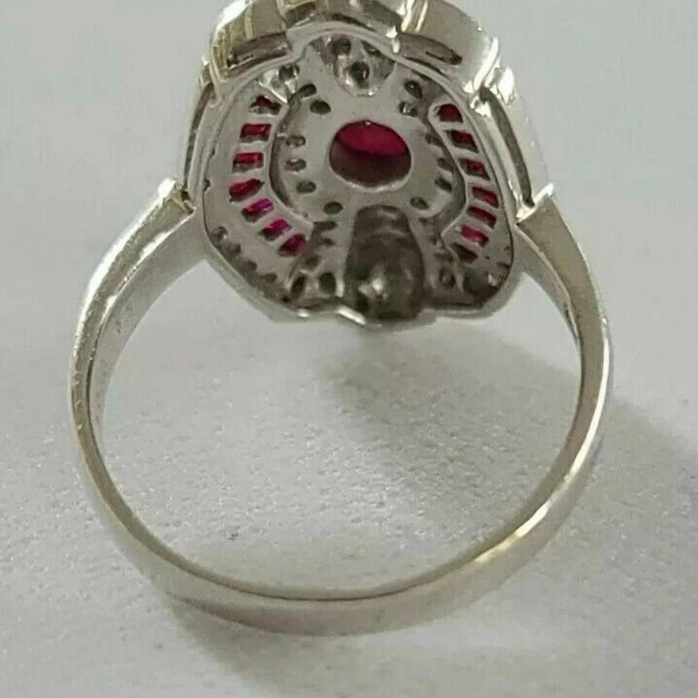 Designer 2.0Ct Vintage Ruby Red Art Deco Antique Silver Ring - Size 8 Size ONE SIZE - 4 Thumbnail
