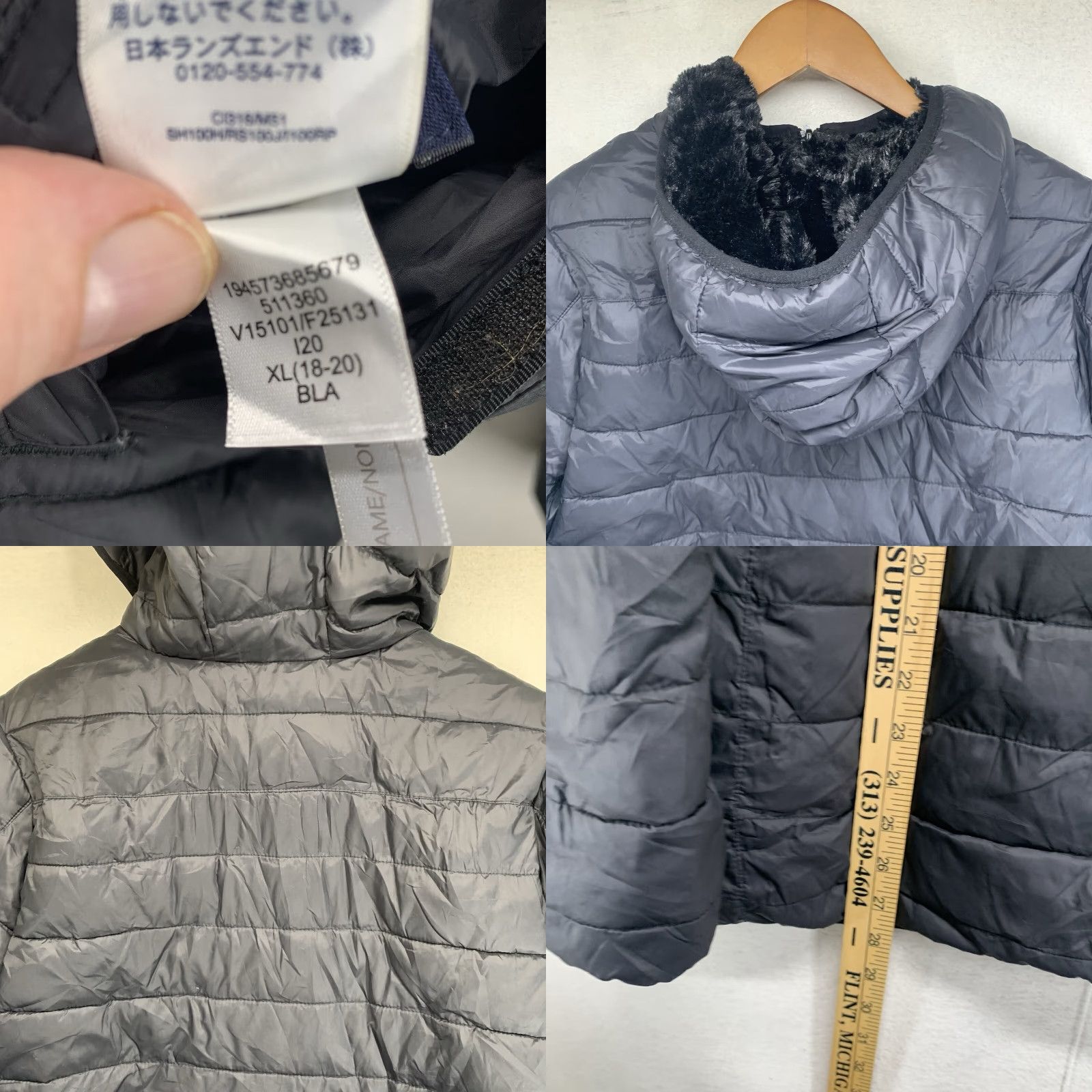 Lands' End Lands' End Jacket Women's Large 14-16 Quilted Puffer Coat Black Primaloft Nylon Softshell Zip Snap Insulated Reversible Pockets Mid-Length Size L / US 10 / IT 46 - 10 Thumbnail