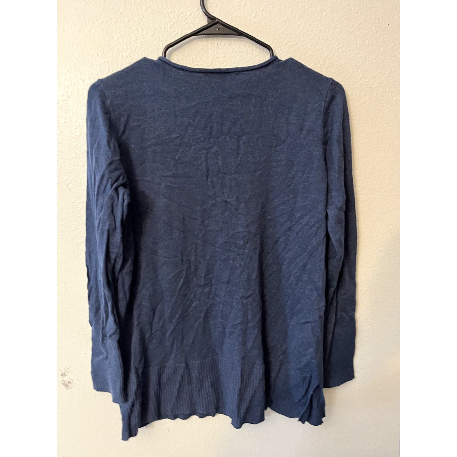 Loft VINTAGE LOFT Cable-Knit Sweater Medium Blue Long Sleeve V-Neck Business Casual Womens 90s Classic Size M / US 6-8 / IT 42-44 - 2 Thumbnail