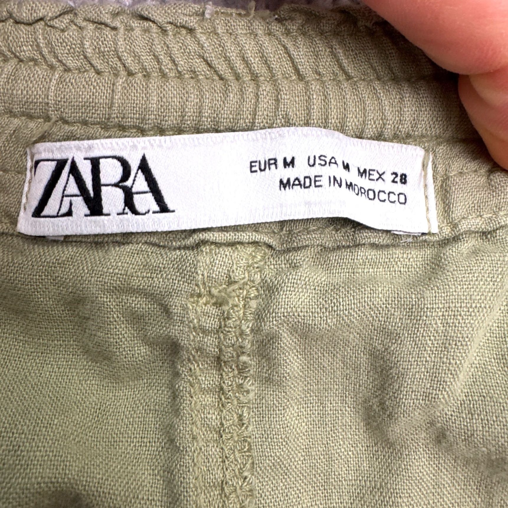 Zara Zara Pants Womens Linen Ankle Straight Leg Elastic Waist Green Medium Casual Travel Size 32" / US 10 / IT 46 - 6 Thumbnail