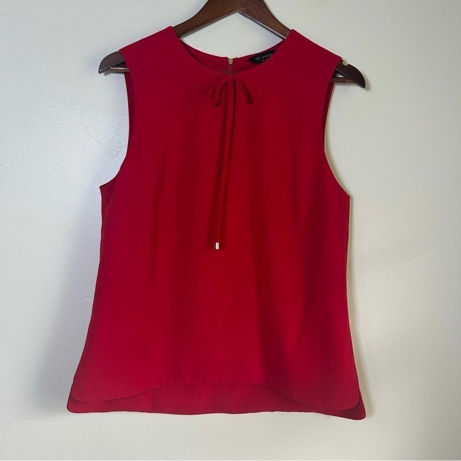 Other Ted Baker London Red Sleeveless Tie Neck Blouse Top Women Size S / US 4 / IT 40 - 1 Thumbnail