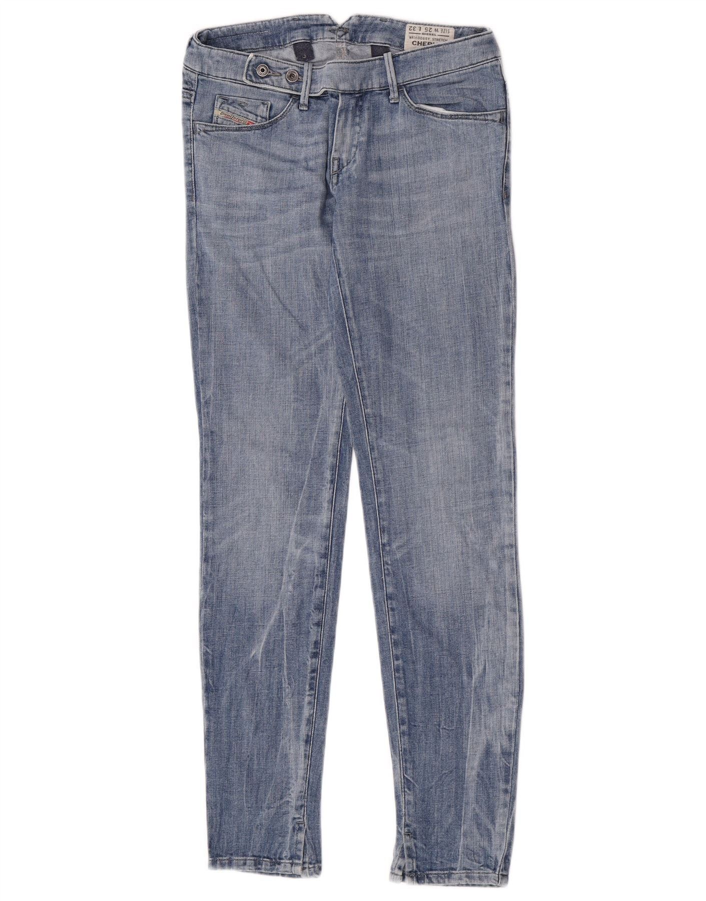 Diesel Womens Cherick Slim Tapered Jeans W25 L30 Blue Cotton Size 42" / US 20 - 1 Thumbnail