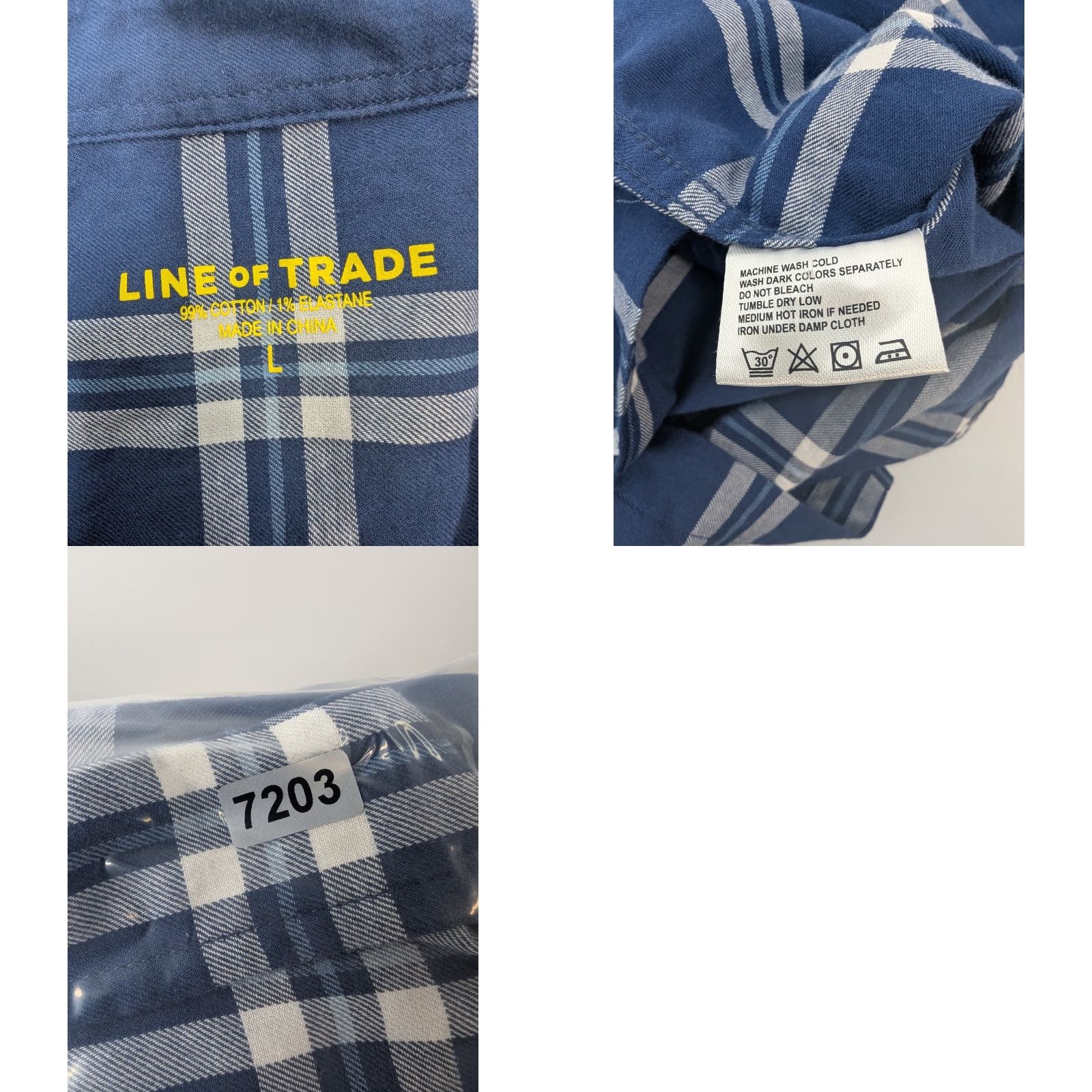 Vintage Line of Trade Shirt Button-Up Men L Blue Plaid Flannel Long Sleeve Casual Workwear All Seasons Size US L / EU 52-54 / 3 - 8 Thumbnail