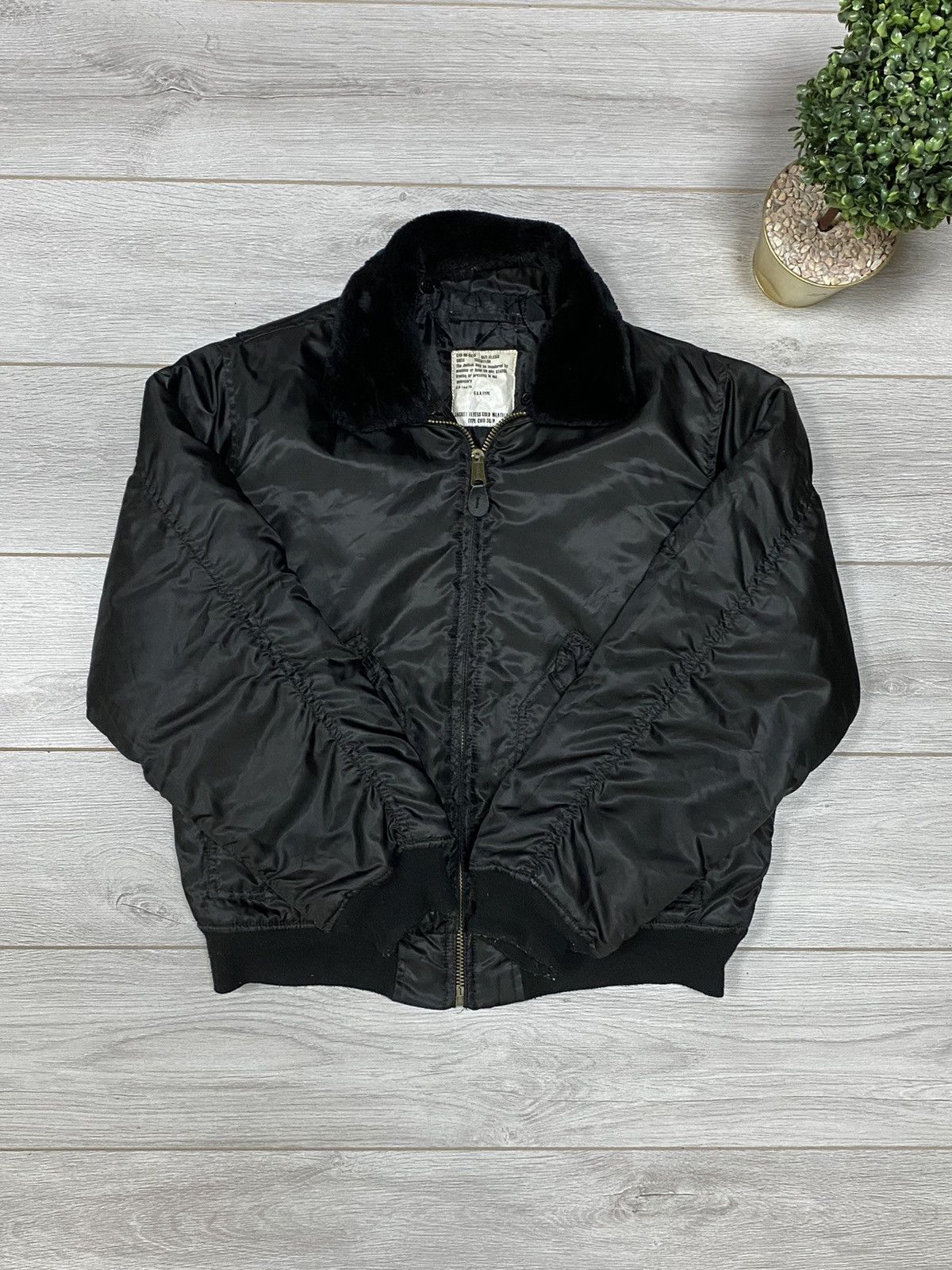 Vintage Bomber Flying man fur vintage zip nylon jacket Size US XL / EU 56 / 4 - 1 Thumbnail