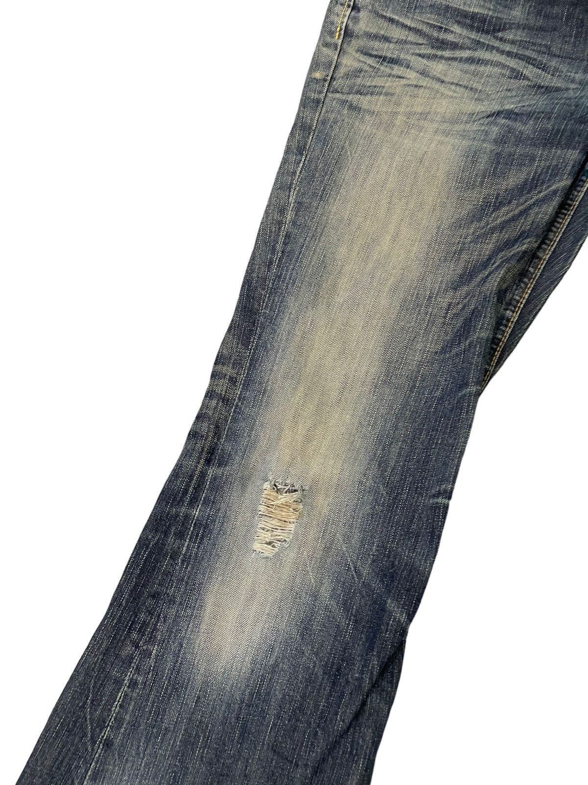 Japanese Brand Flare Jeans Edwin Japan Distress Low Rise Boot Cut 7🟦0 Size US 30 / EU 46 - 6 Thumbnail