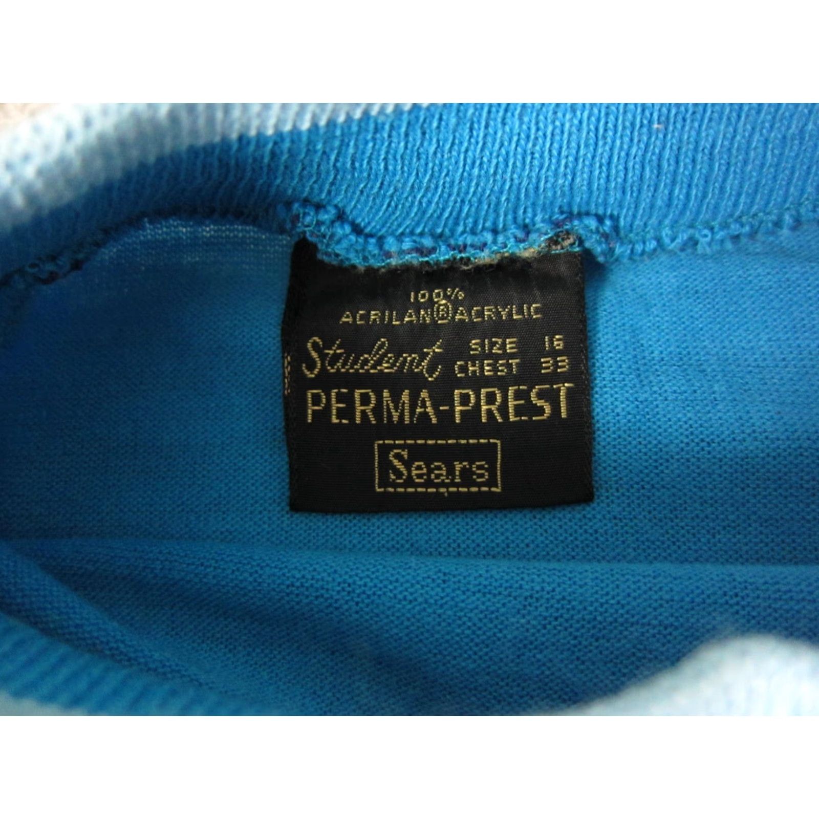 Sears VINTAGE Sears Sweater Womens Size 16 Blue Pullover Crew Neck Knit Regular Sweatshirt 70s Casual Mens Womens Boys Girls Size XXL / US 16-18 / IT 52-54 - 4 Thumbnail