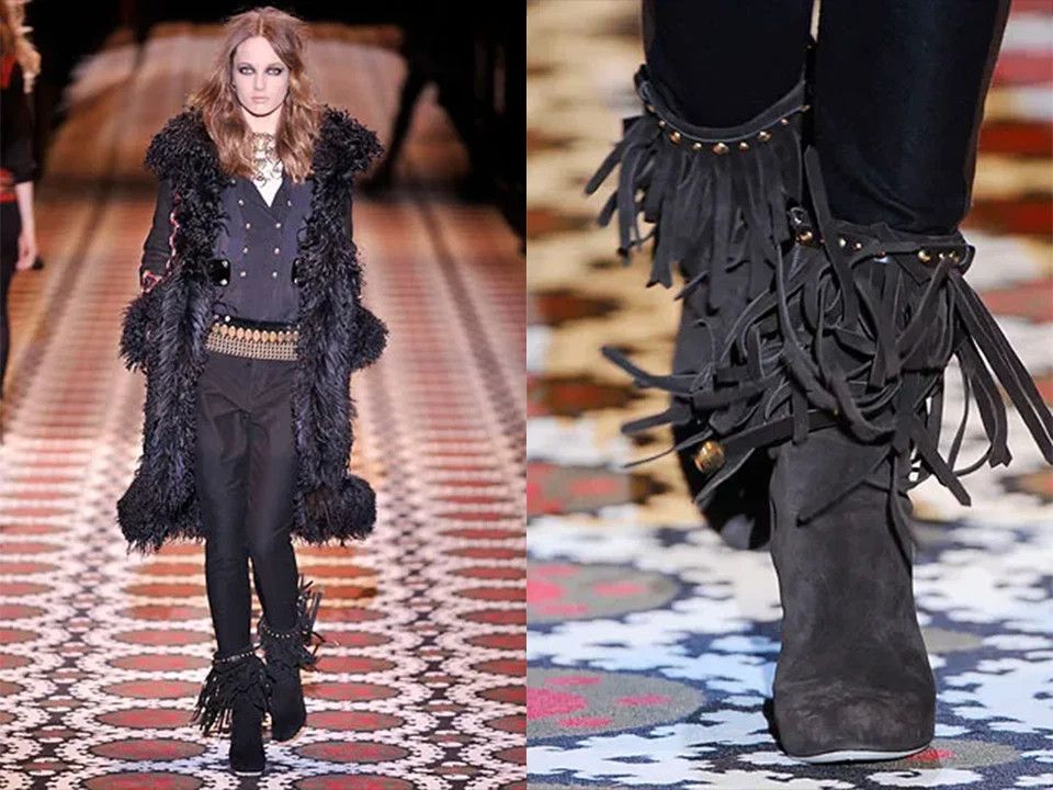 Gucci GUCCI FW08 Hysteria Baboushka Suede Fringe Boots Size US 8.5 / IT 38.5 - 4 Thumbnail