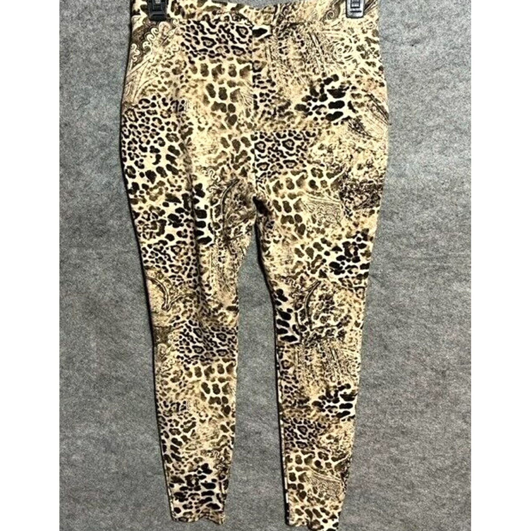 Vintage VINTAGE Chico's Leggings 1 Leopard Print Paisley Statement Edgy Boho Glam Retro 90s Y2K Size 25" / US 0 / IT 36 - 2 Thumbnail