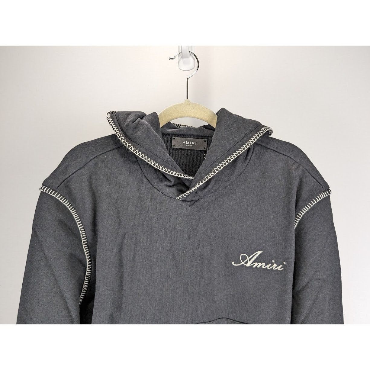 Amiri o1rshd1 Stitch Amiri Logo Hoodie in Black Size US M / EU 48-50 / 2 - 6 Thumbnail