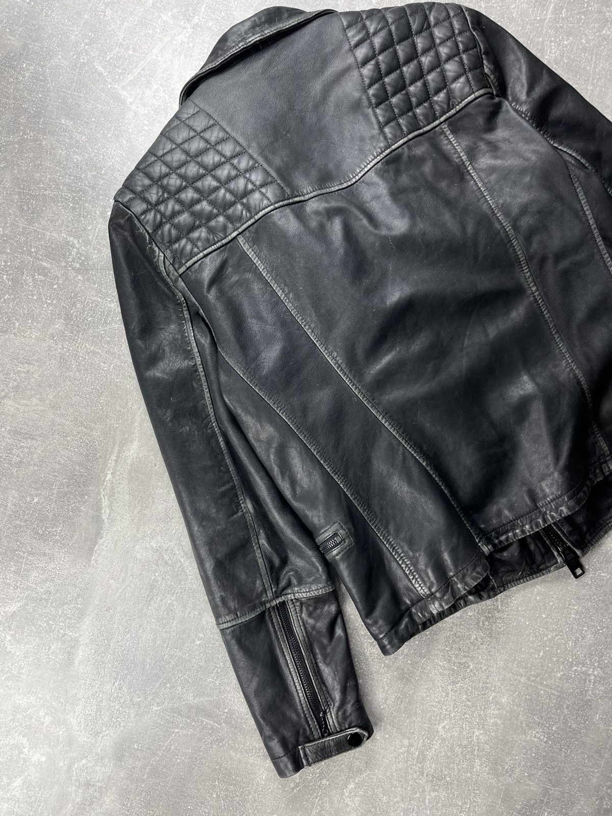Allsaints ALLSAINTS Quilted Distressed Biker Leather Jacket 2010s Size US S / EU 44-46 / 1 - 10 Thumbnail