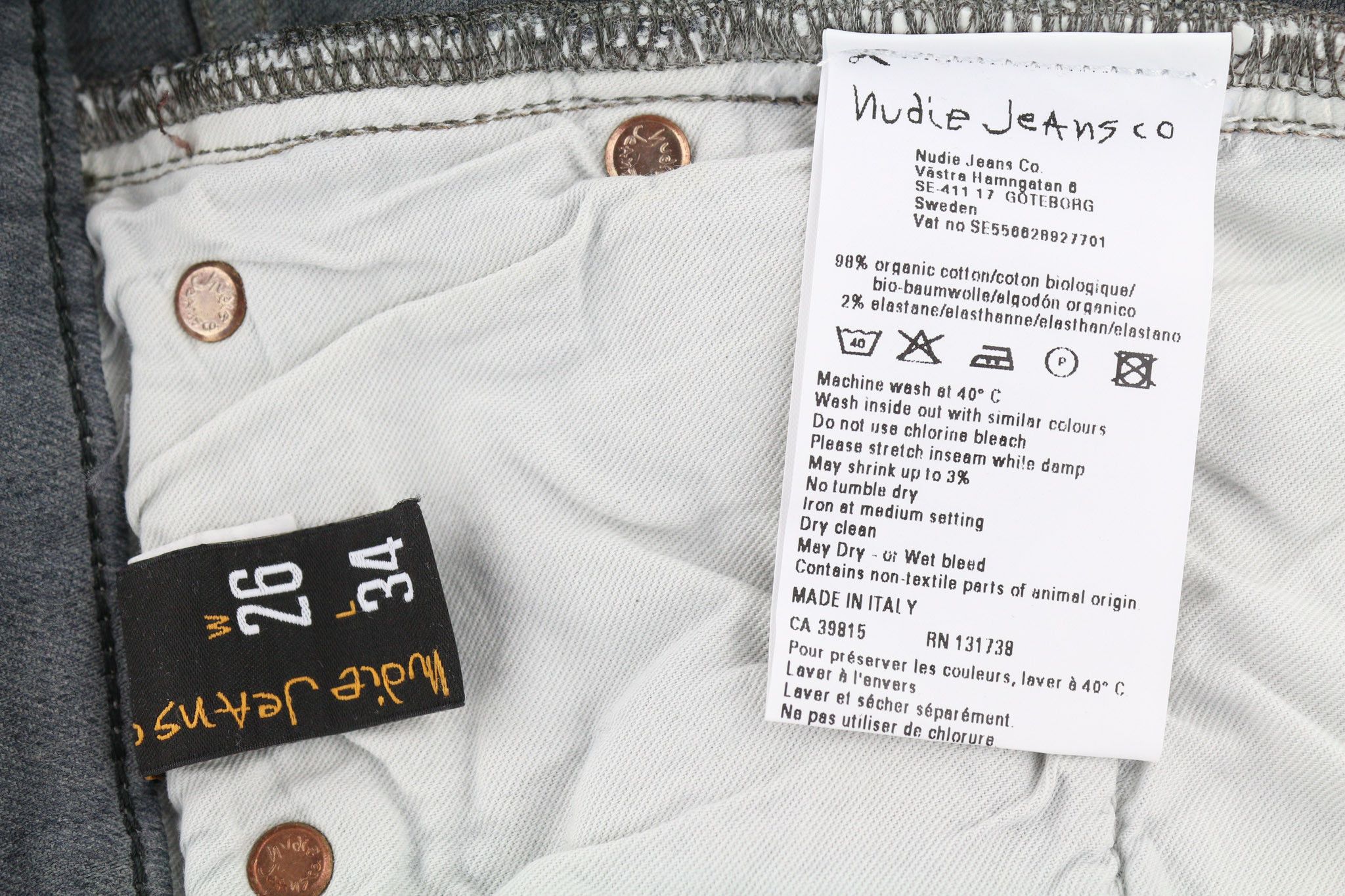 Nudie Jeans TIGHT LONG JOHN W26/L34 Organic Charcoal Slim Fit 80673 Size 26" / US 2 / IT 38 - 6 Thumbnail