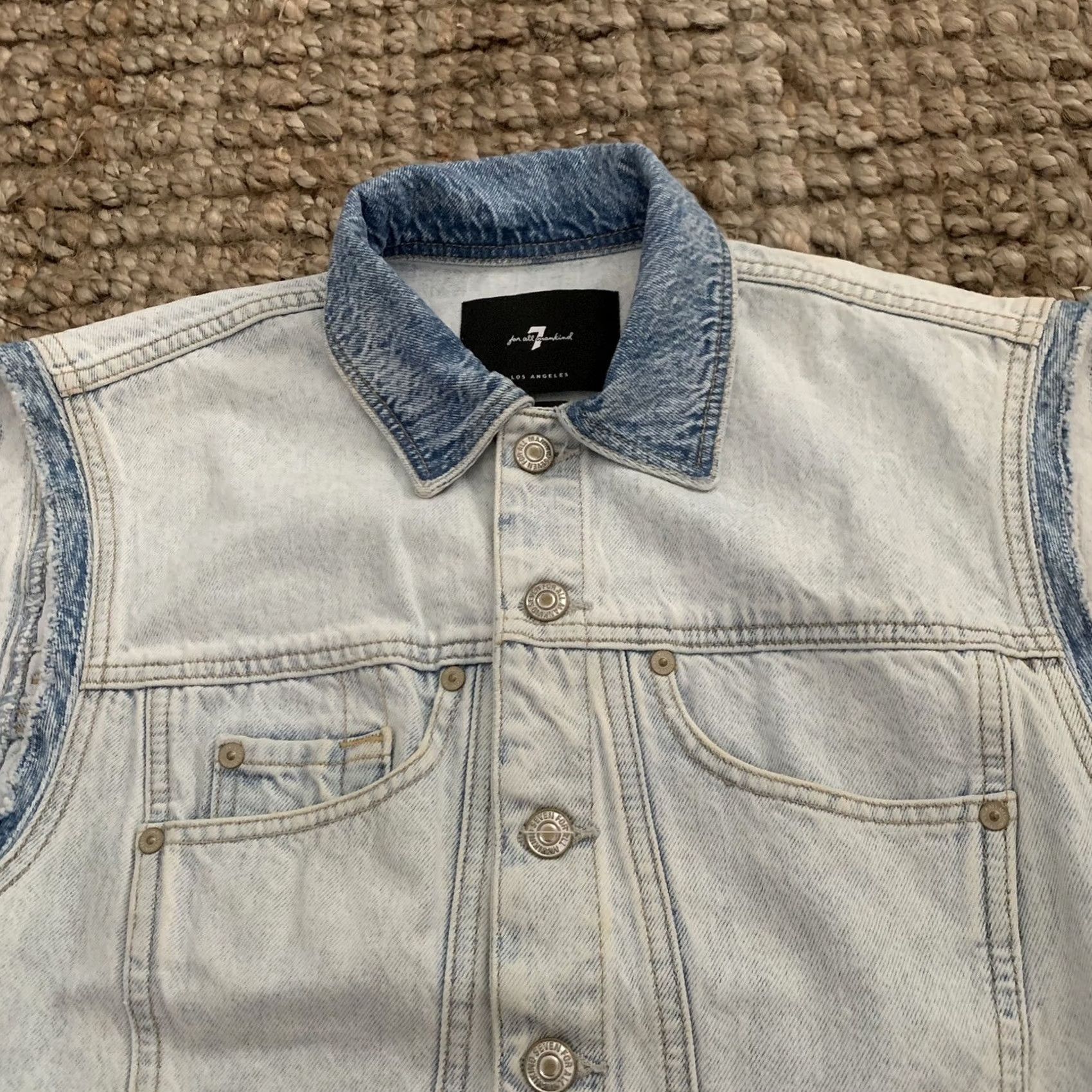7 For All Mankind 7 For All Mankind Vest Womens Small Denim Two-Tone Jean Cutoff Italian Fabric Size 28" / US 6 / IT 42 - 3 Thumbnail