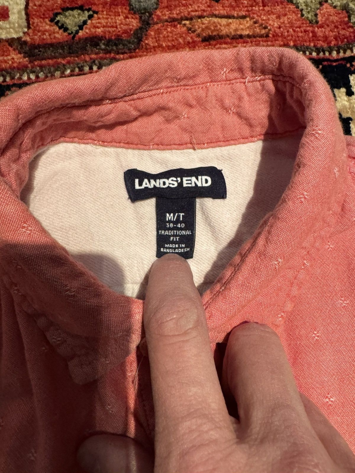 Lands' End Vintage Red Textured Button Up (M) Size US M / EU 48-50 / 2 - 3 Thumbnail