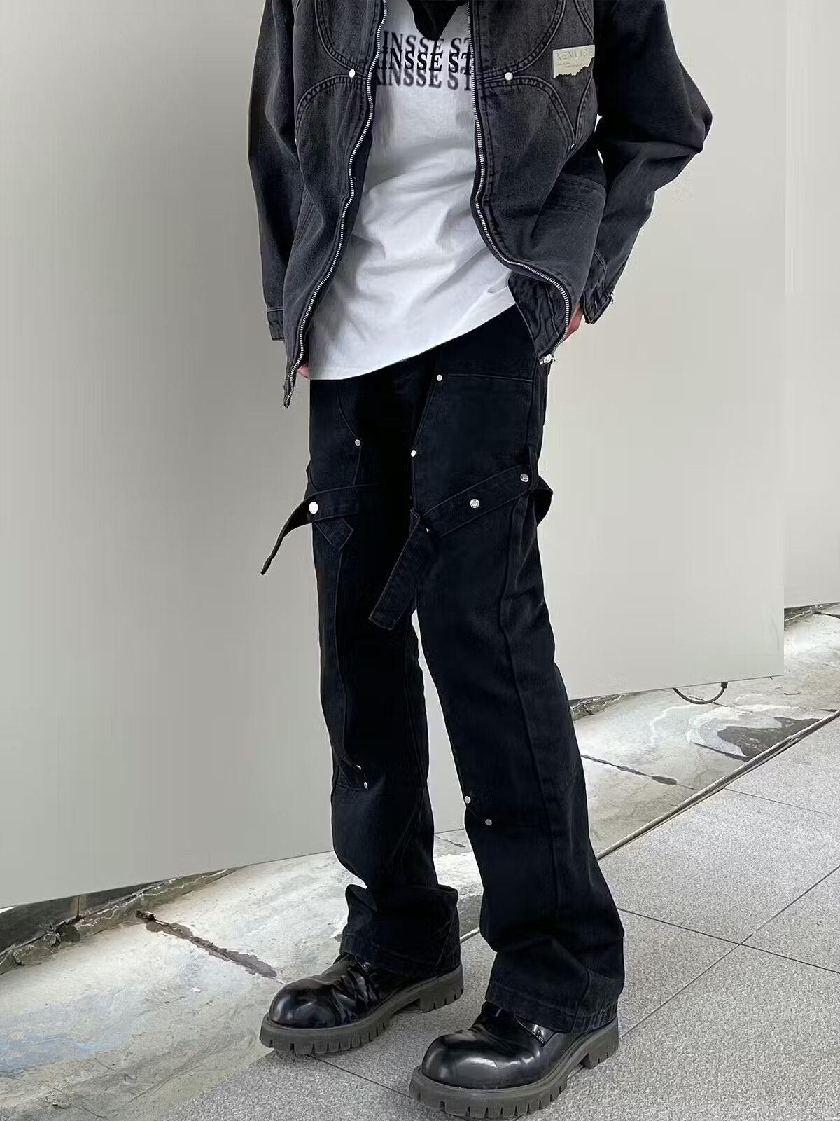image of Vintage Punk Double Knee Carpenter Pants in Black, Men's (Size 32)