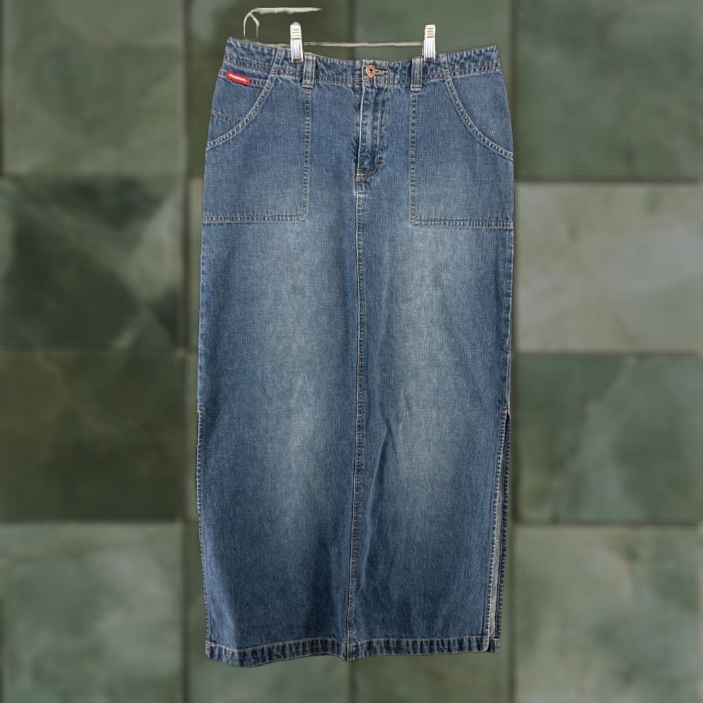 Vintage VINTAGE None UNIONBAY Women’s Maxi Skirt Casual Travel 7 Blue Denim 90s Womens Size 28" / US 6 / IT 42 - 1 Thumbnail