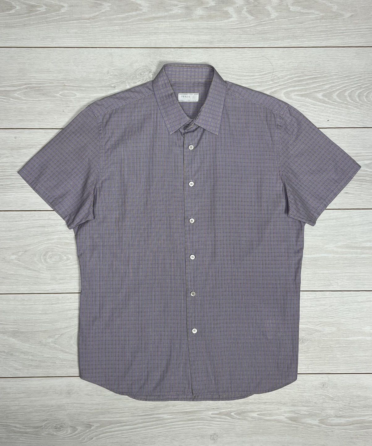 Prada Prada Short Sleeve Micro-Check Shirt - Purple/Blue Size US XL / EU 56 / 4 - 1 Thumbnail