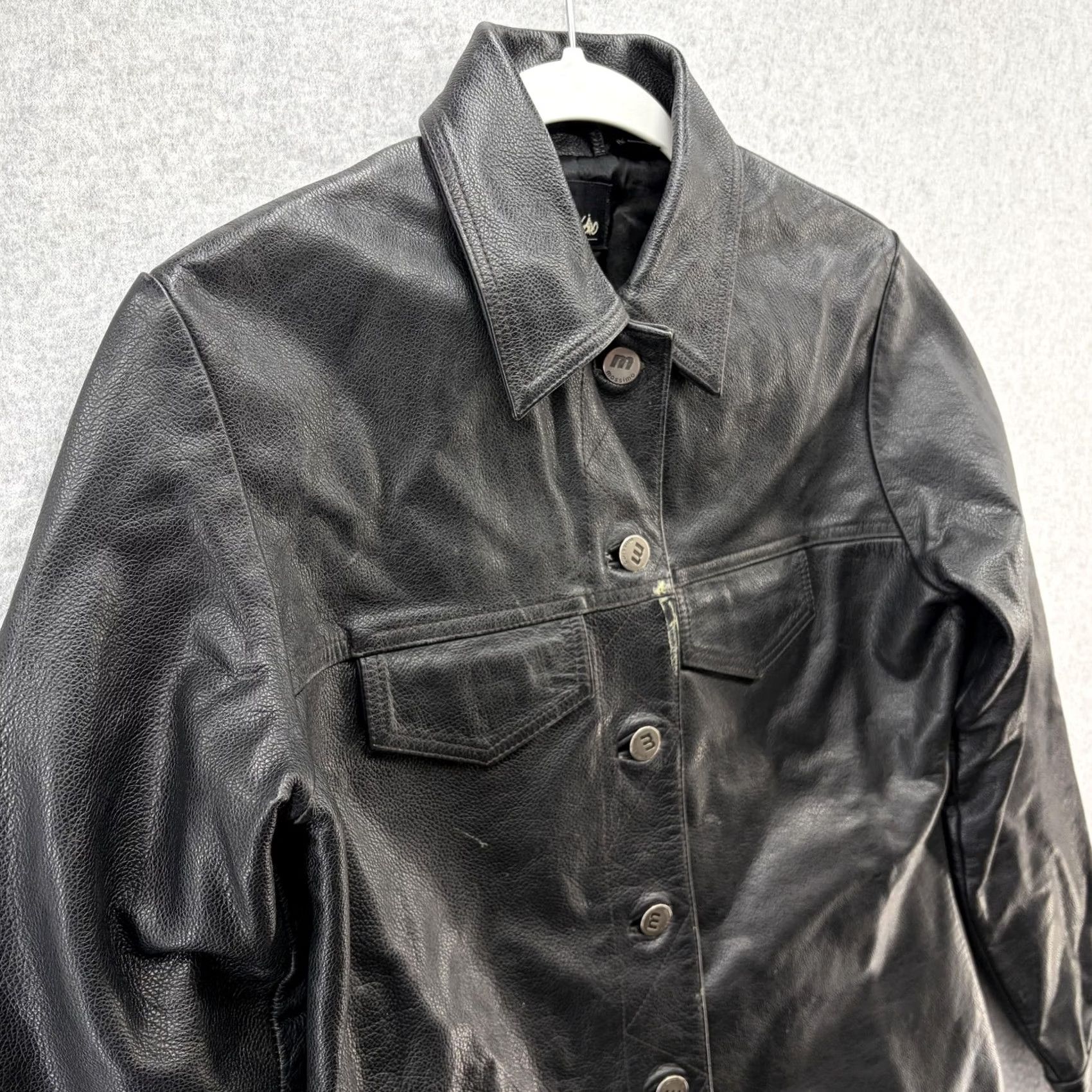 Mossimo Mossimo Leather Jacket Womens Small Black Button Front Lined Short Coat/ Jacket with Pockets Bead? Size S / US 4 / IT 40 - 4 Thumbnail