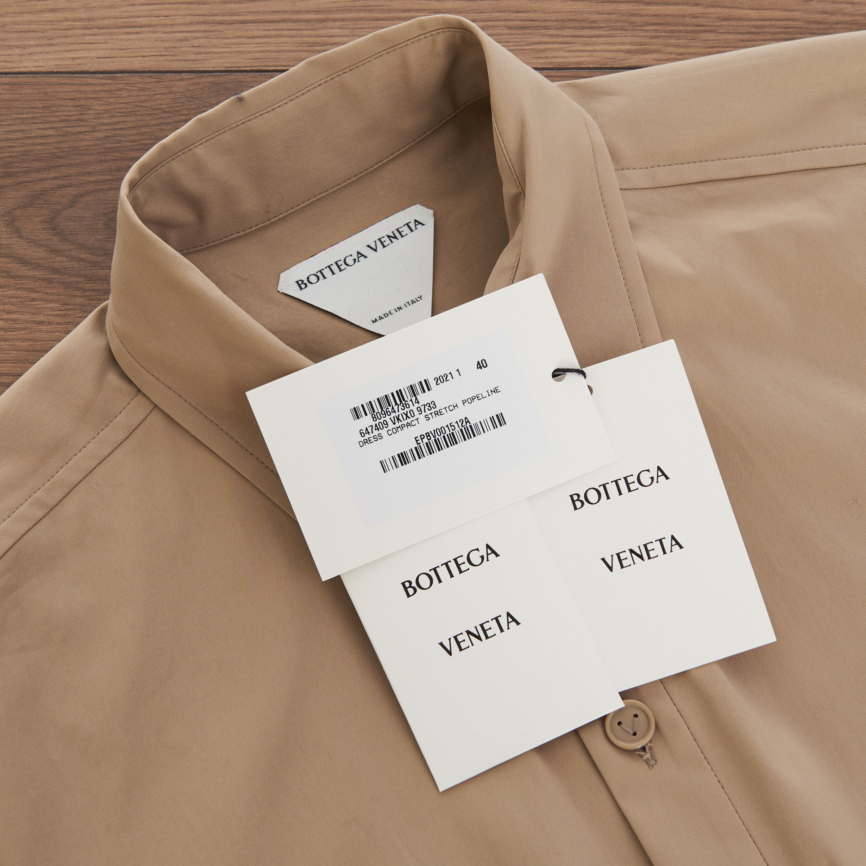 Bottega Veneta Long Sleeve Compact Stretch Poplin Dress In Khaki Size S / US 4 / IT 40 - 9 Thumbnail