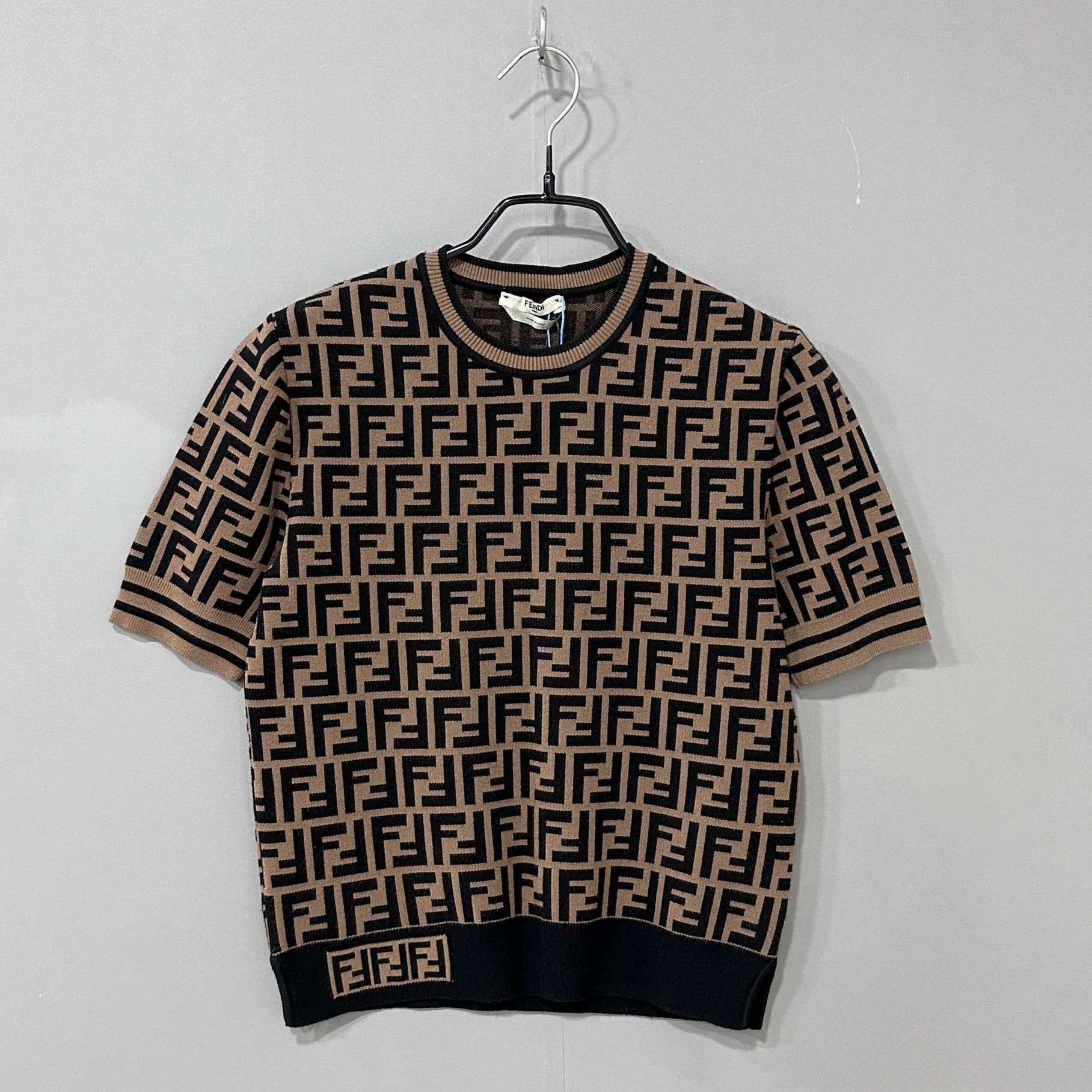 FENDI FF print knit short-sleeve top 38