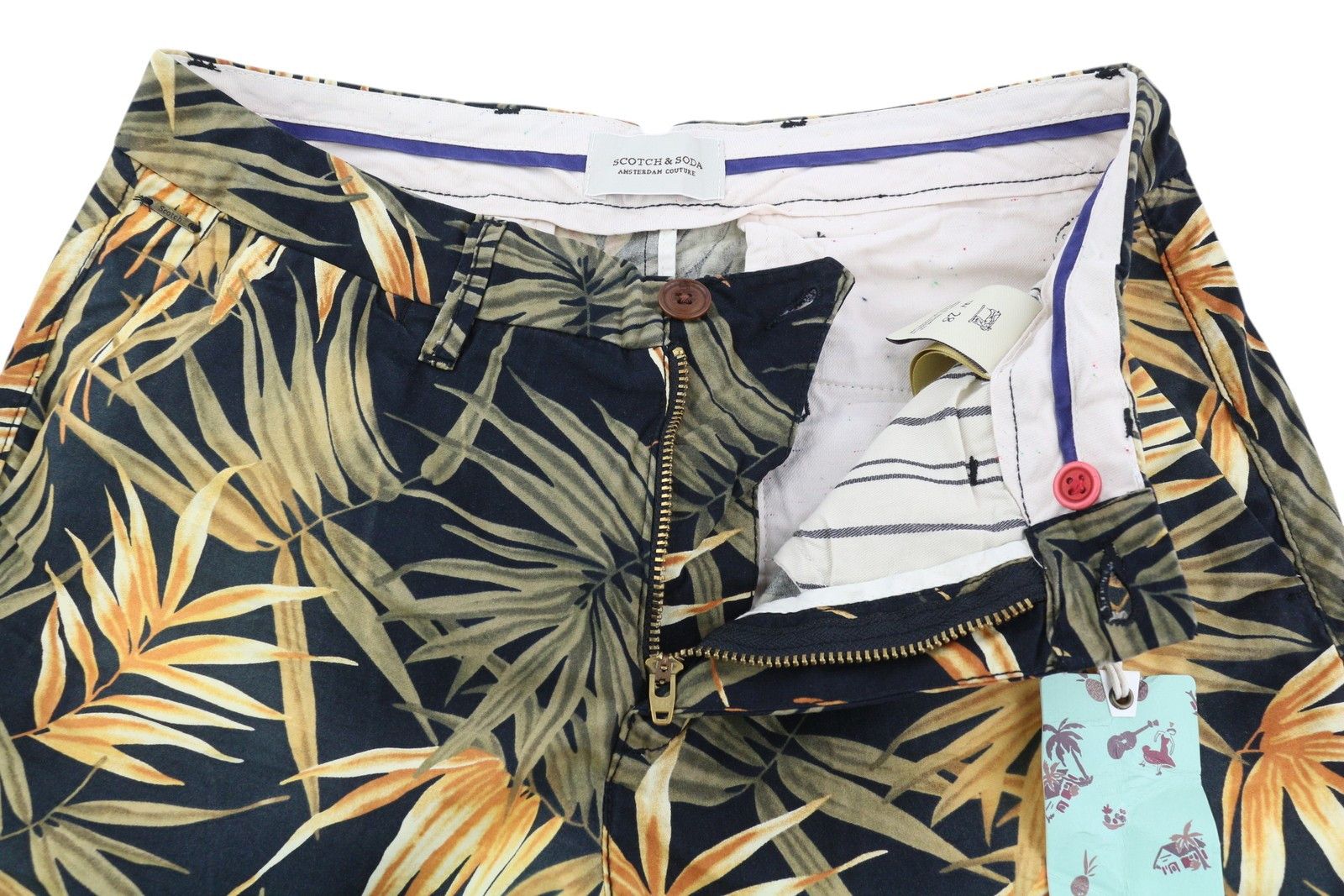Scotch & Soda W28 Chino Dark Leafs Patterned Zip Fly Logo 84162 Size US 28 / EU 44 - 7 Thumbnail