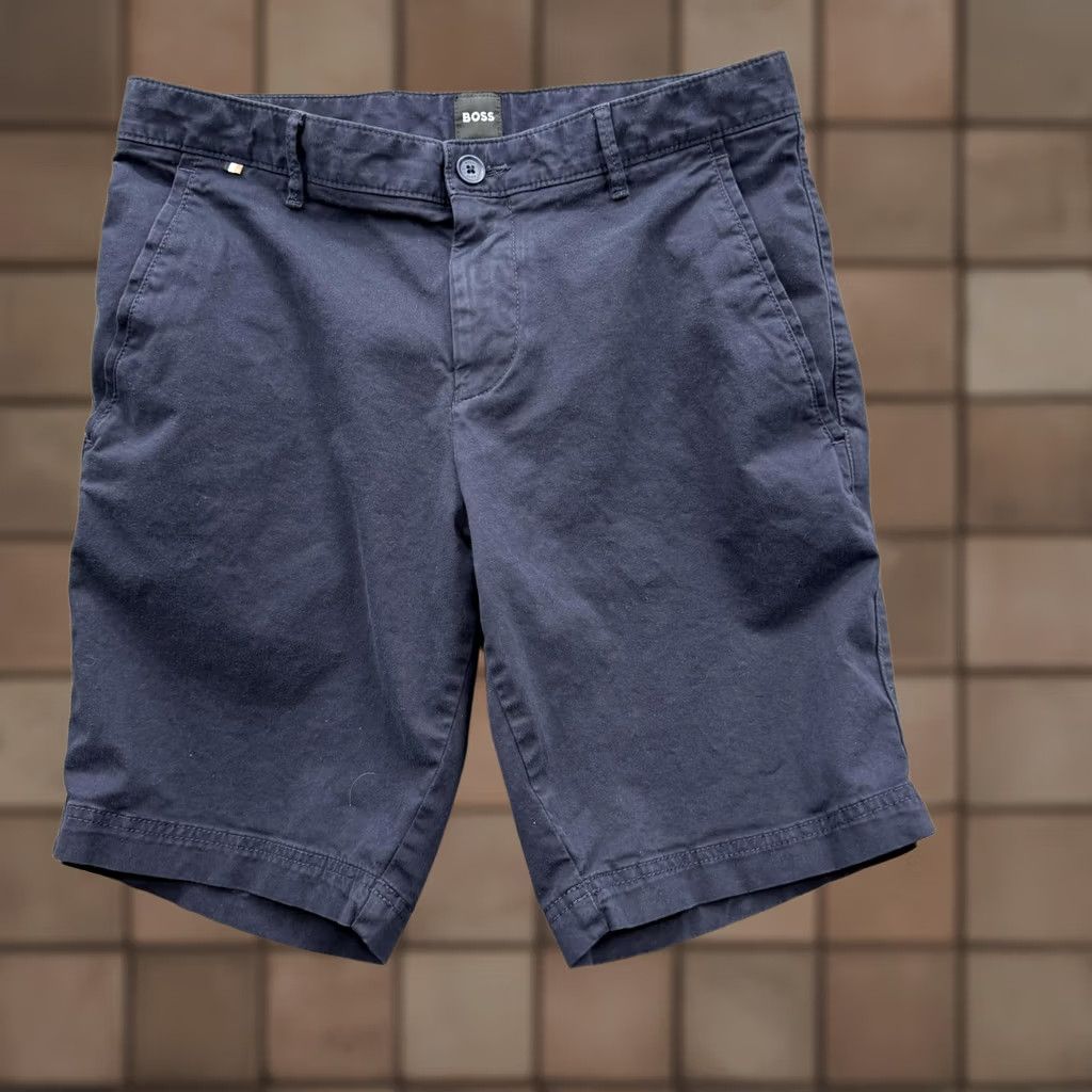 Vintage Boss Slice Shorts Mens 30 Blue Slim Chino 9 Inseam Casual Summer Flat Front Pockets Logo Slim Fit Regular 9in Inseam Size US 30 / EU 46 - 1 Thumbnail