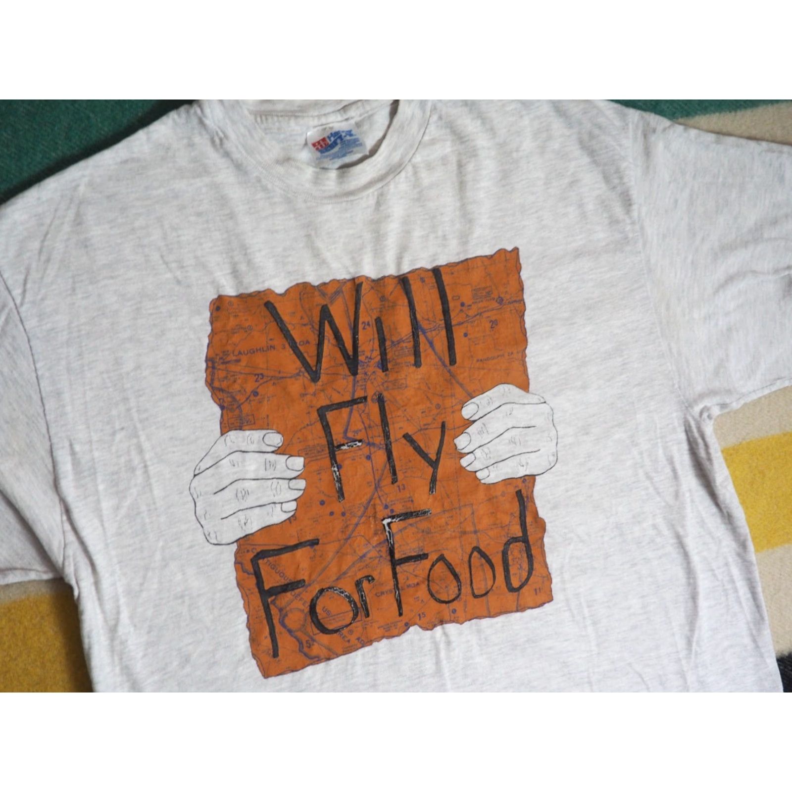 Hanes VINTAGE Hanes Pilot Humor Joke Fly Food Aviation USA Gray Tee T-Shirt Mens L Size US L / EU 52-54 / 3 - 2 Thumbnail