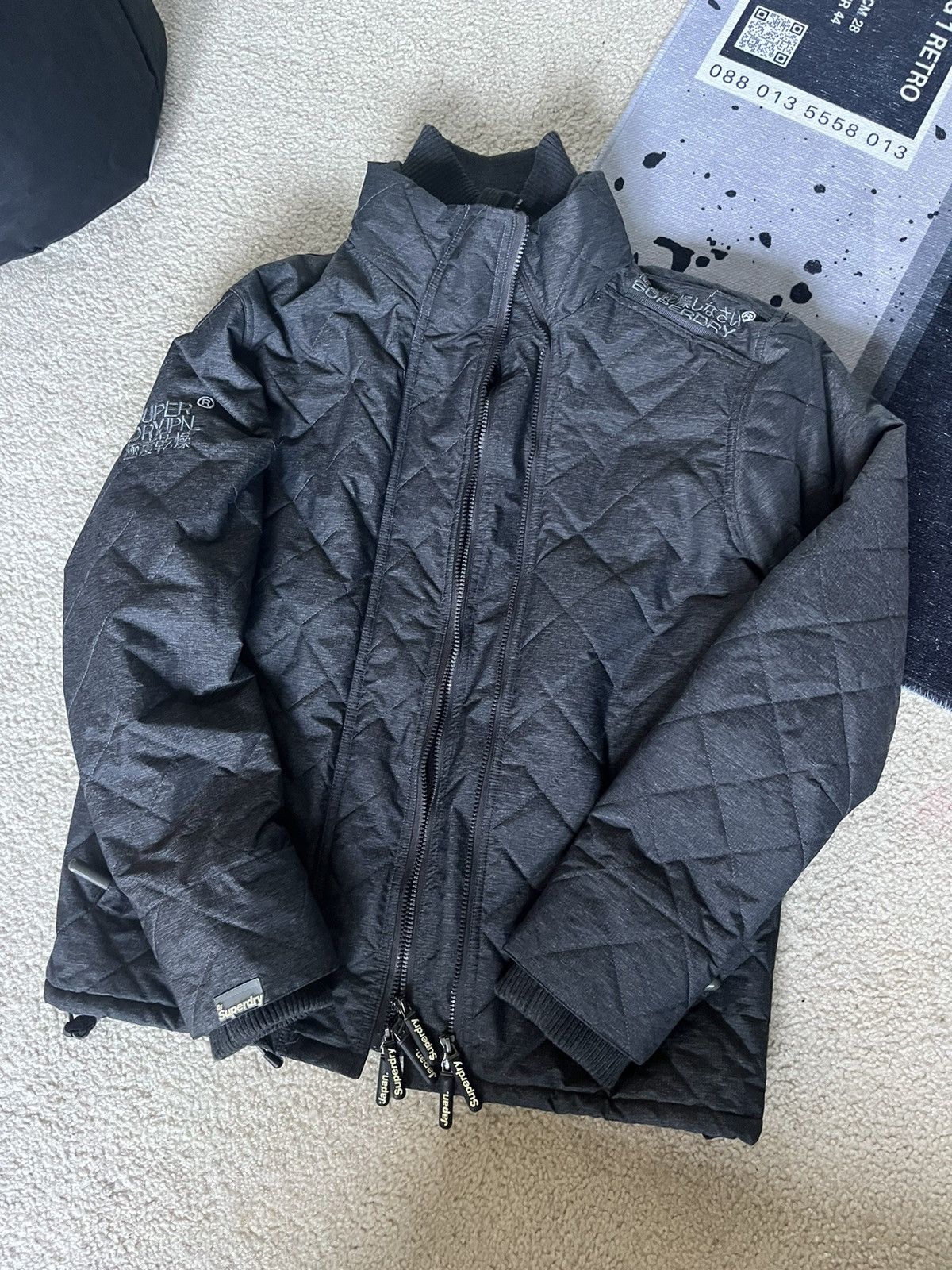 image of Superdry Quilted Jacket in Grey, Men's (Size 2XL)