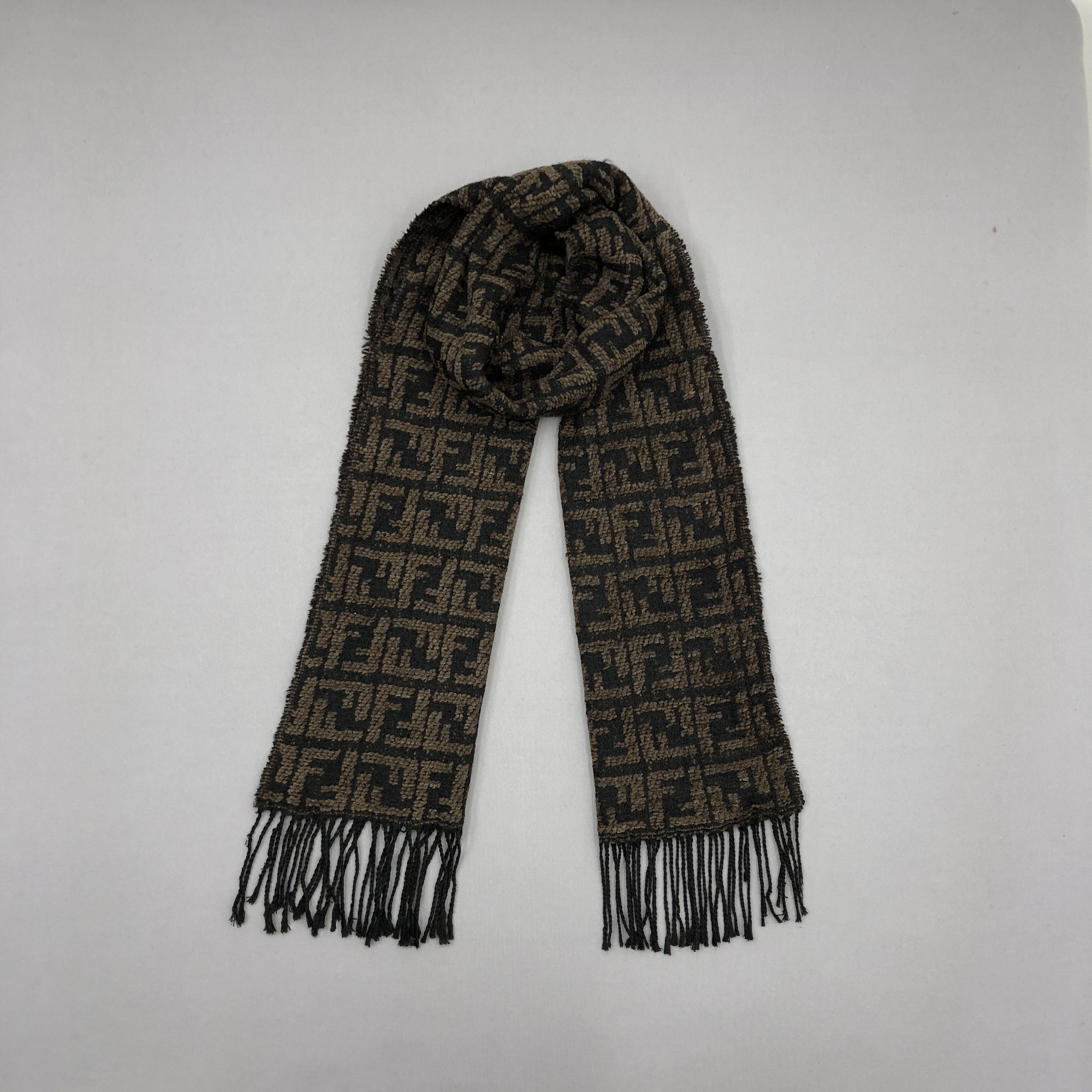 Vintage Fendi Scarf Muffler Wool Fendi Roma Monogram Scarves