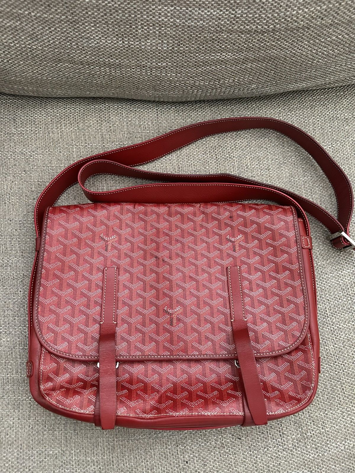 image of Red Goyard Messenger Bag, Men's