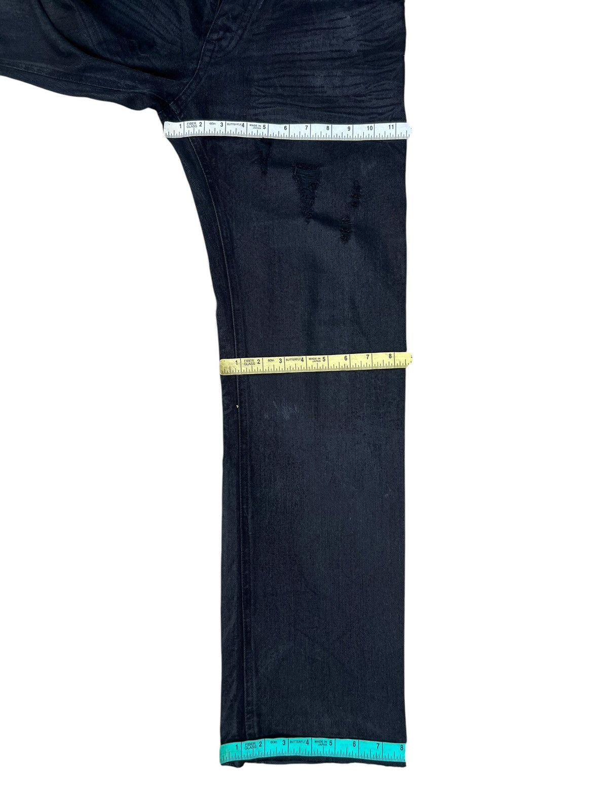 0 0000 Japan Black Coated Waxed Denim Released Hem Jeans Size US 31 - 3 Thumbnail