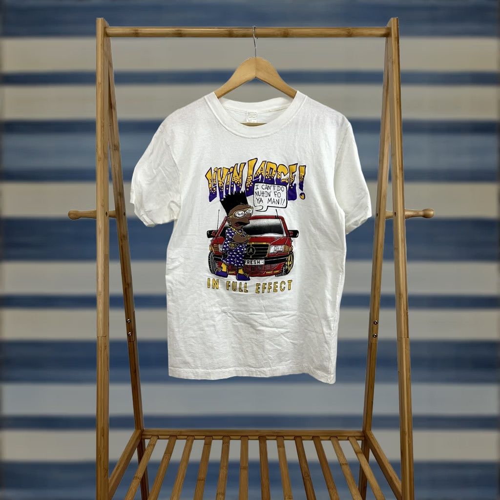 Vintage VINTAGE Bart The Simpsons Livin Large Public Enemy Mercedes Rap T-Shirt L White Mens Size US L / EU 52-54 / 3 - 1 Thumbnail