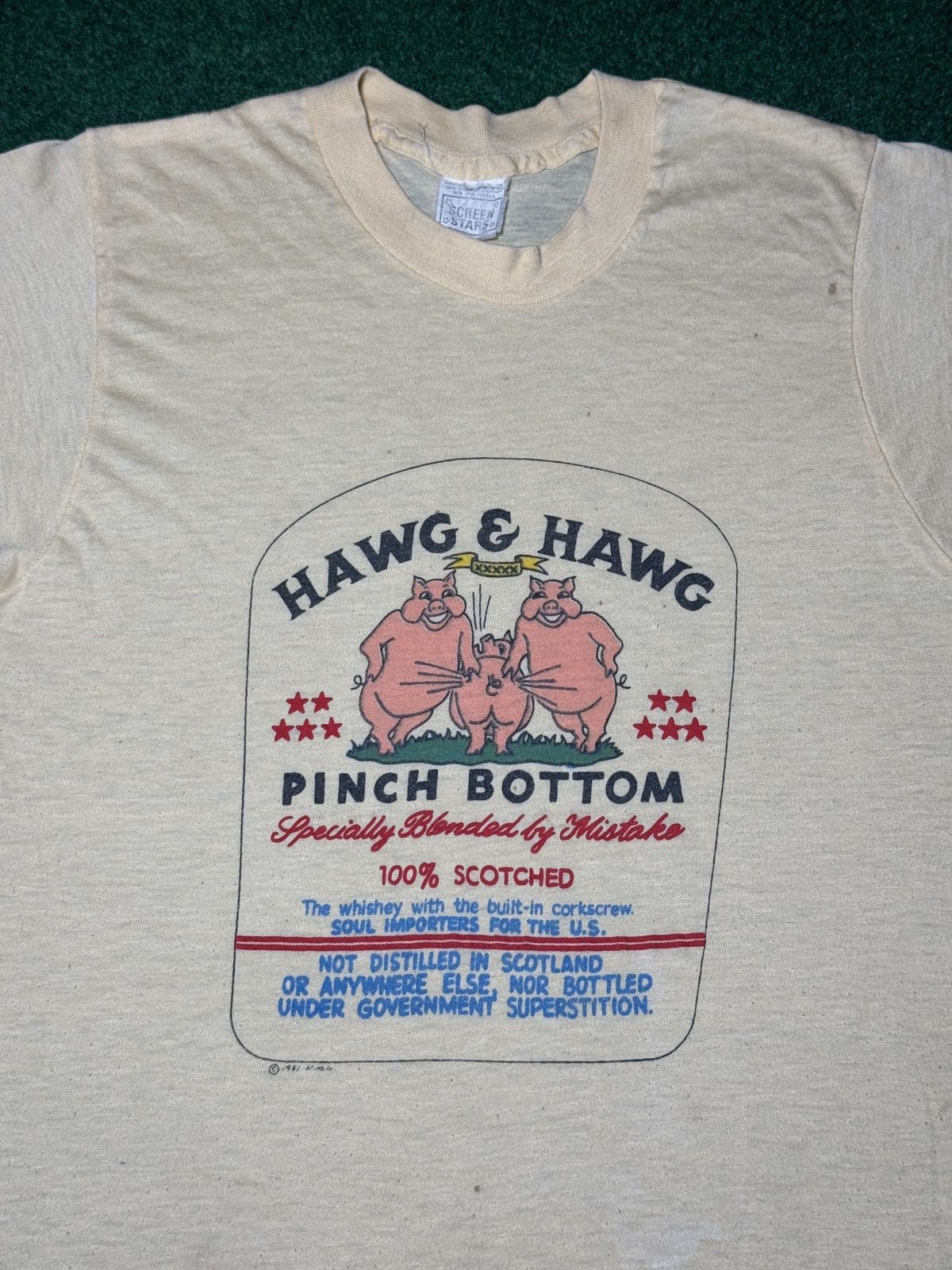 Vintage Vintage 80s Hawg & Hawg Pinch Bottom Whiskey RARE T Shirt Size US XS / EU 42 / 0 - 2 Thumbnail