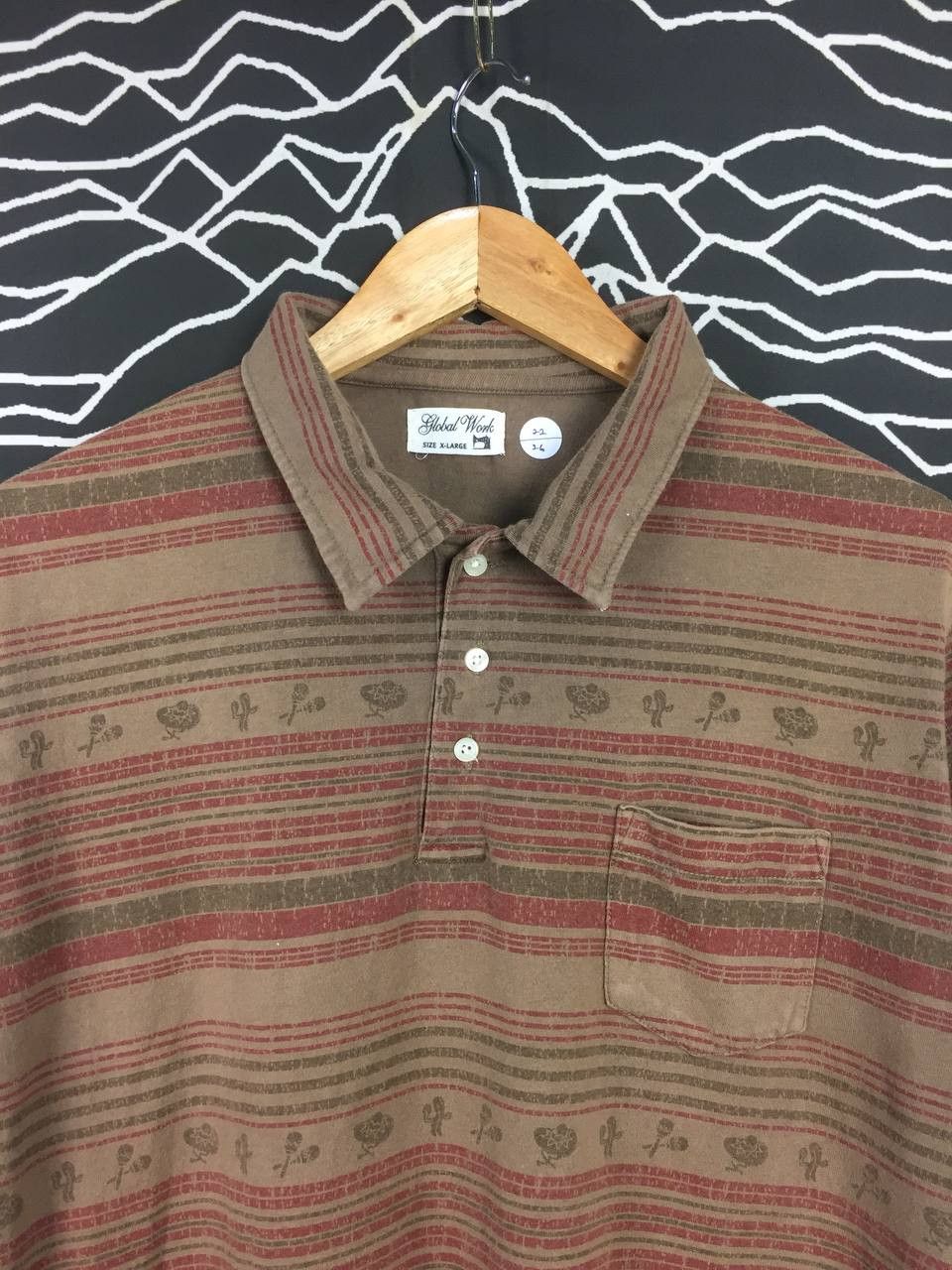 Global Work × Japanese Brand Global Work Aztec Native Patterned Polo Tee Size US XL / EU 56 / 4 - 3 Thumbnail