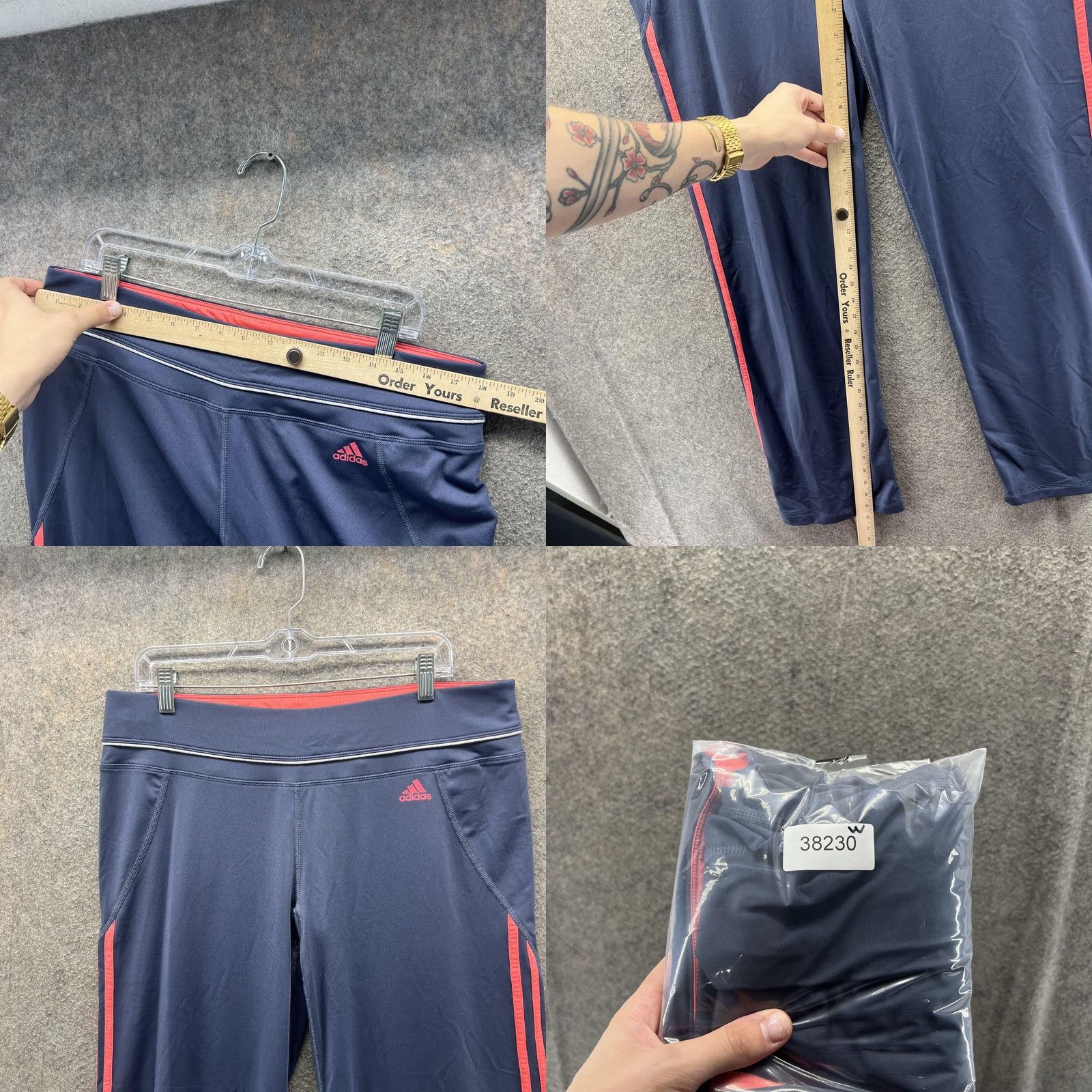 Adidas Adidas Pants Womens XL Navy Pink Climalite Track Running & Jogging Plain Zebra? Size 40" / US 18 - 8 Thumbnail