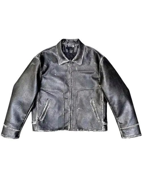 VIBE Washed Retro Vintage Faux Leather Jacket Coat Size US L / EU 52-54 / 3 - 1 Thumbnail