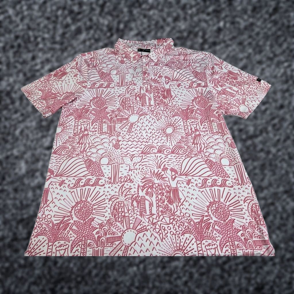 Vintage NWT Yatta Mens Premium Golf Polo Short Sleeve Pink/White XXL Hawaiian Floral Logo 7504 Men Regular Lightweight Breathable Stretch Polo Shirt Size US XXL / EU 58 / 5 - 1 Thumbnail