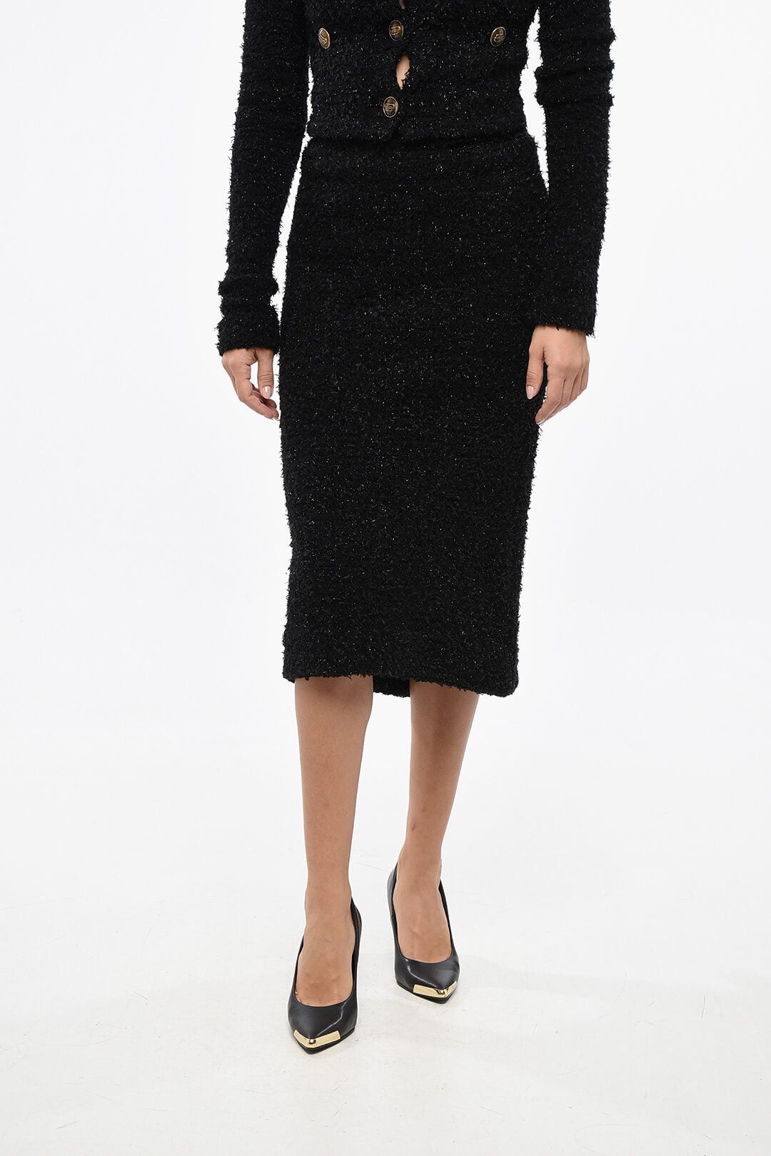Balenciaga Lurex Knit Midi Skirt with Zip and Back Slit Size S / US 4 / IT 40 - 1 Thumbnail