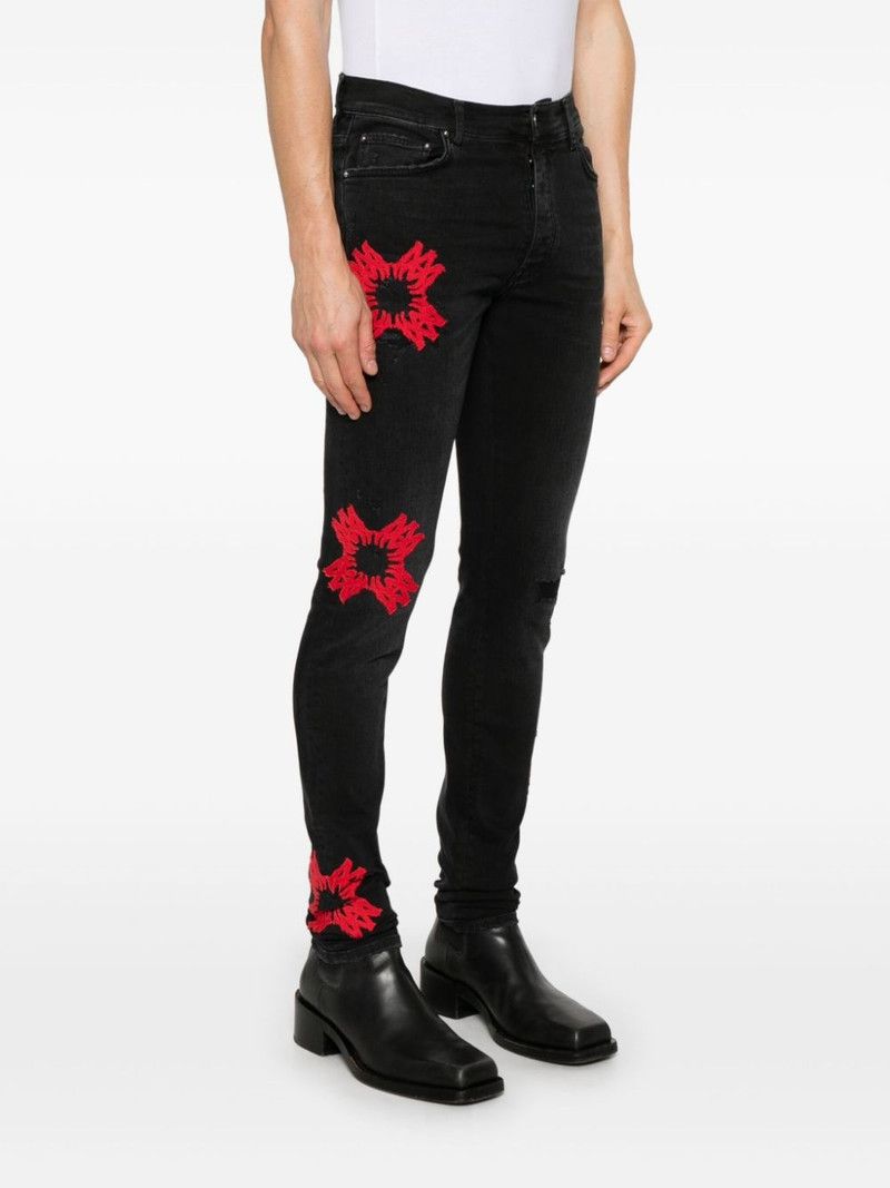 Amiri o1orln0326 MA Quad-Appliqué Skinny Jeans in Black Size US 36 / EU 52 - 3 Thumbnail