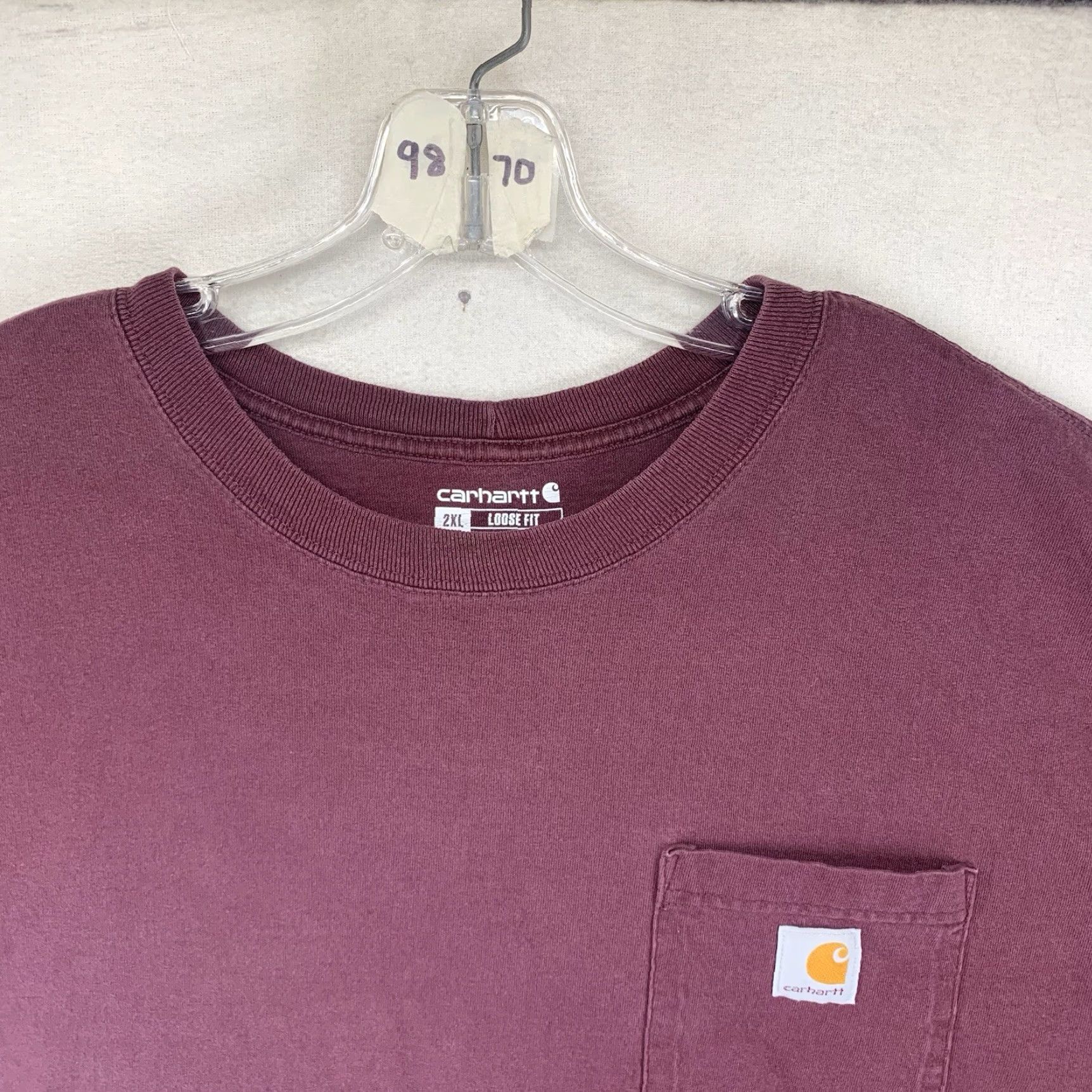 Carhartt Carhartt 2XLT TALL Short Sleeve T-Shirt Mens Crew Neck Cotton All Seasons Loose Fit Logo Port Wine Vintage No Size US XXL / EU 58 / 5 - 5 Thumbnail