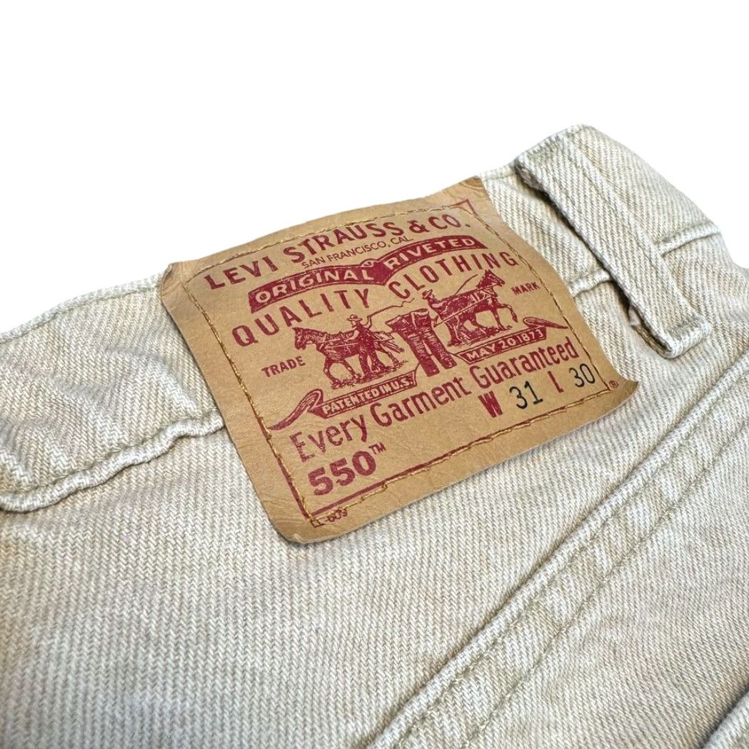 Levi's VINTAGE Levi's Jeans 550 Beige 90s Y2K Relaxed Straight Mens 30x29 Jeans - Denim Cotton Zip Button Size US 30 / EU 46 - 6 Thumbnail